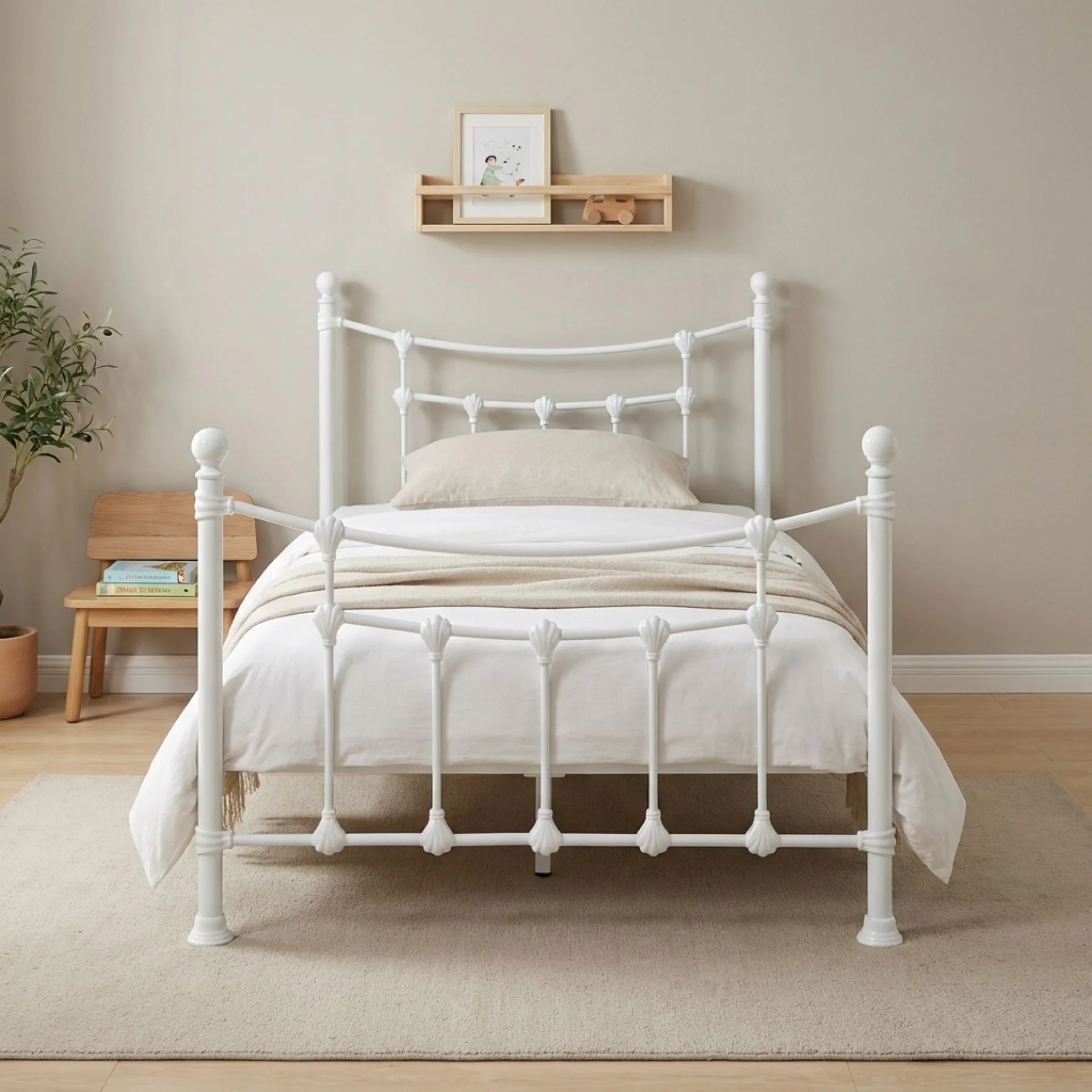 Gingera King Single Metal Bed Frame - White - Image 5