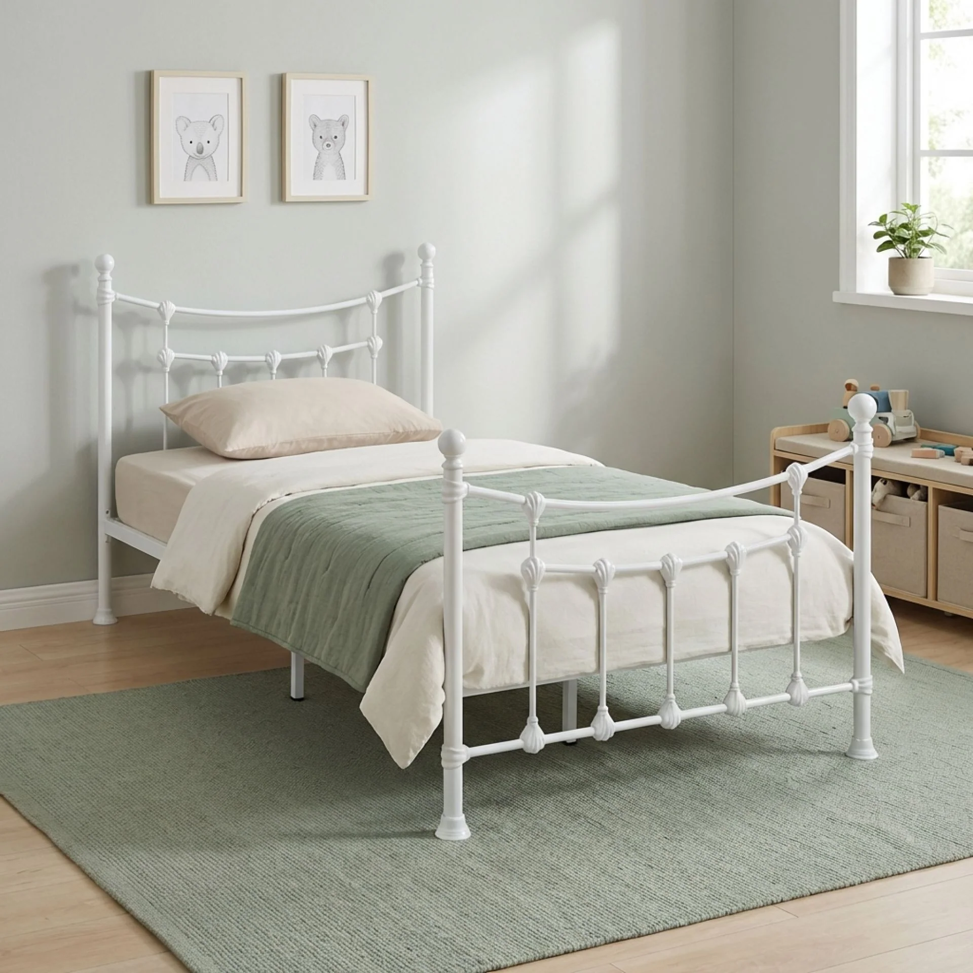 Gingera King Single Metal Bed Frame - White - Image 6