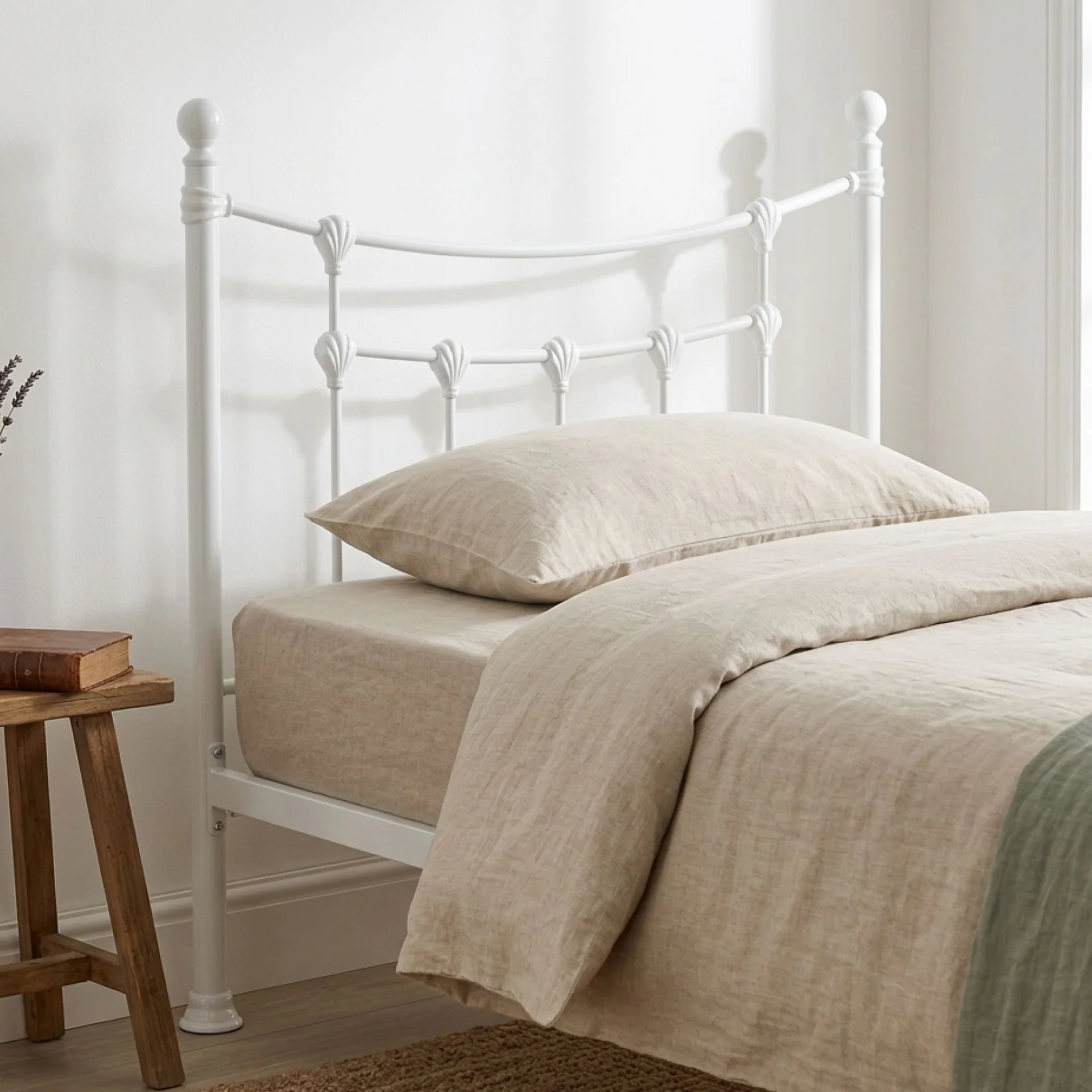 Gingera King Single Metal Bed Frame - White - Image 7