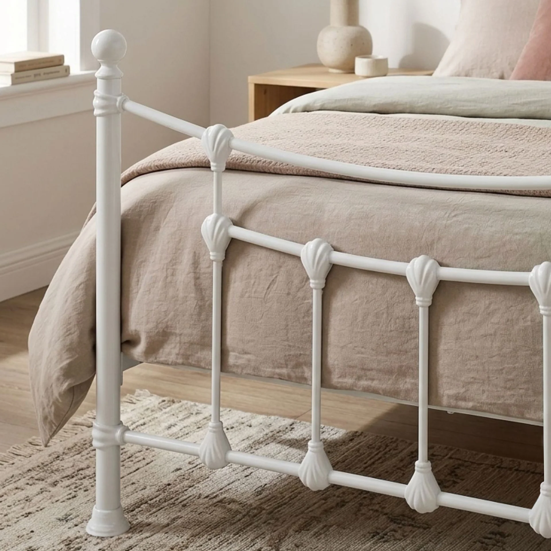 Gingera King Single Metal Bed Frame - White - Image 8
