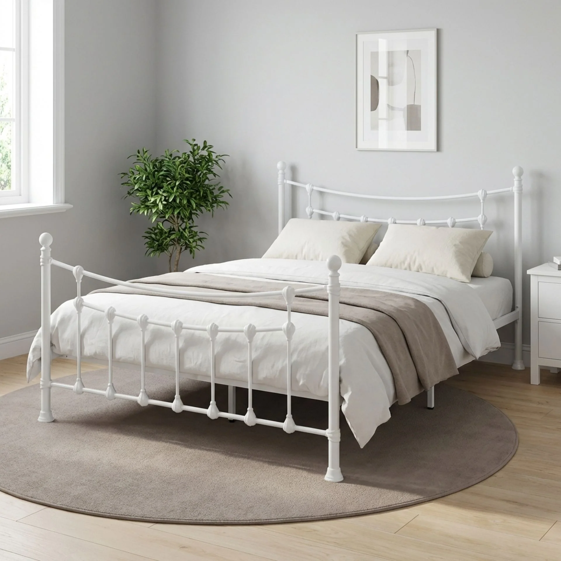 Gingera Queen Metal Bed Frame - White