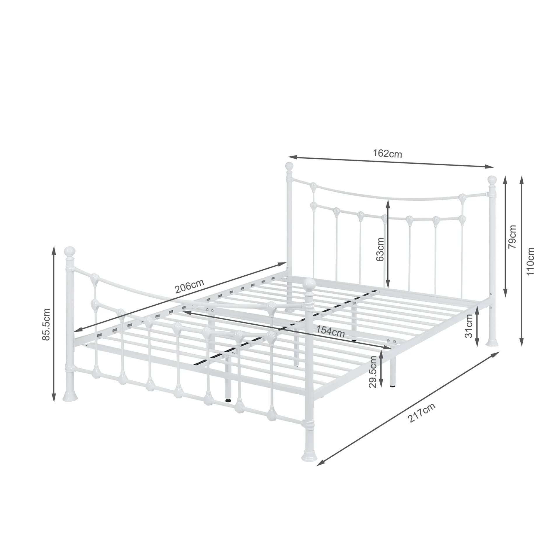 Gingera Queen Metal Bed Frame - White - Image 16