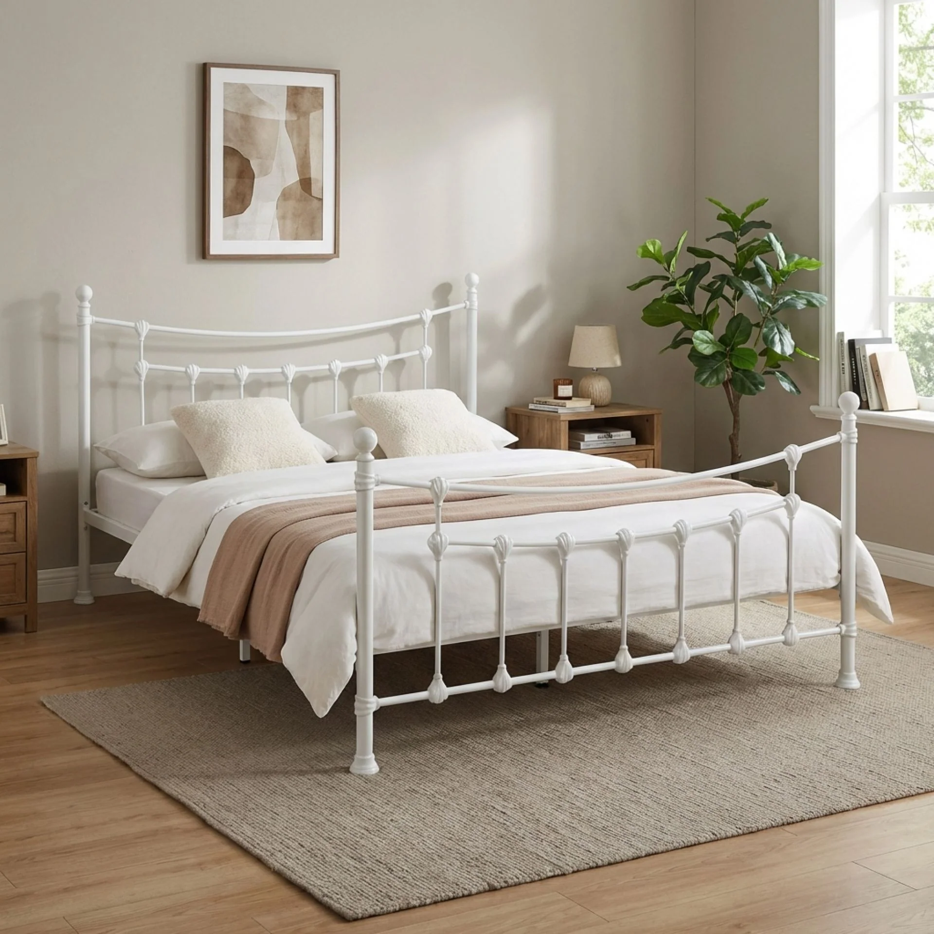 Gingera Queen Metal Bed Frame - White - Image 3