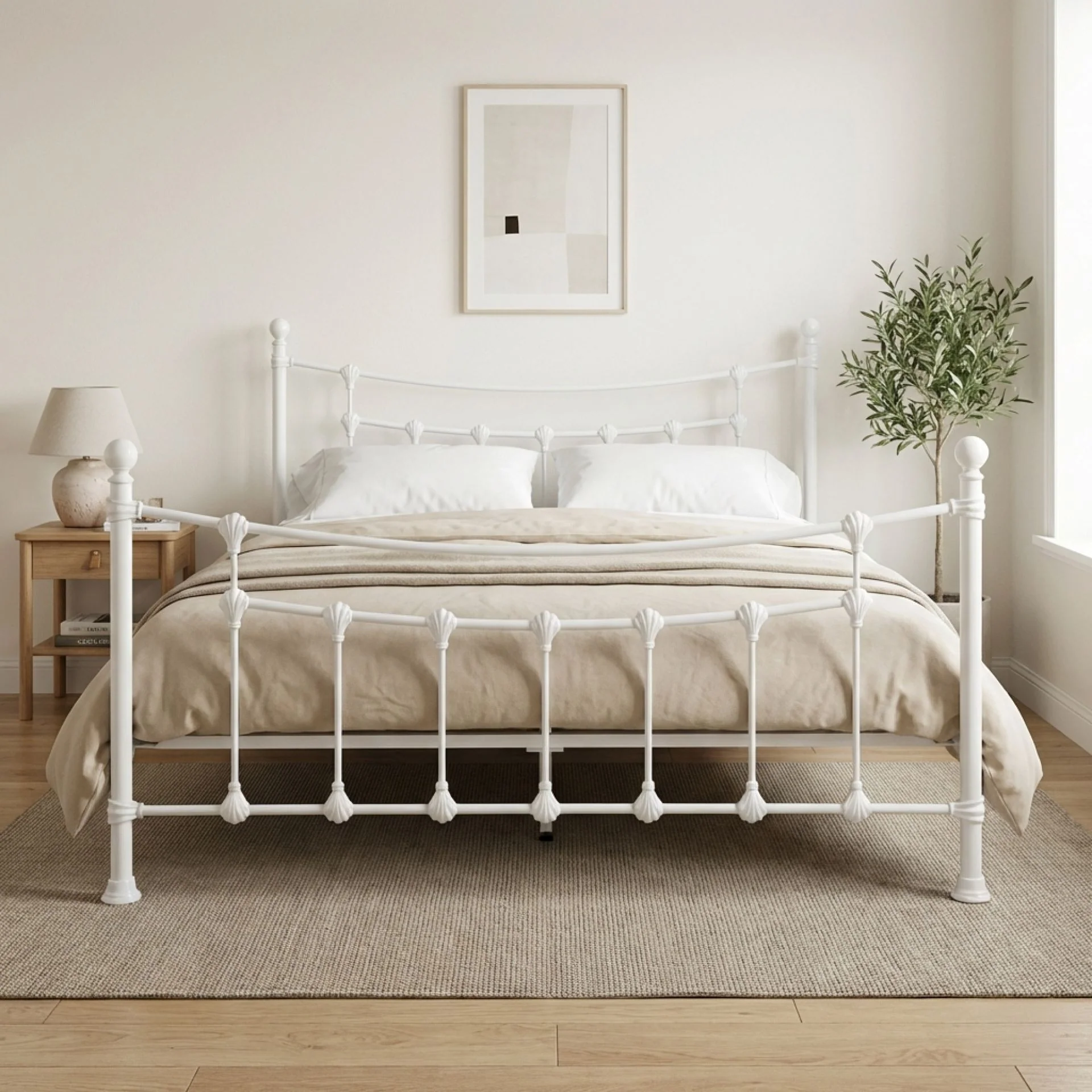 Gingera Queen Metal Bed Frame - White - Image 5