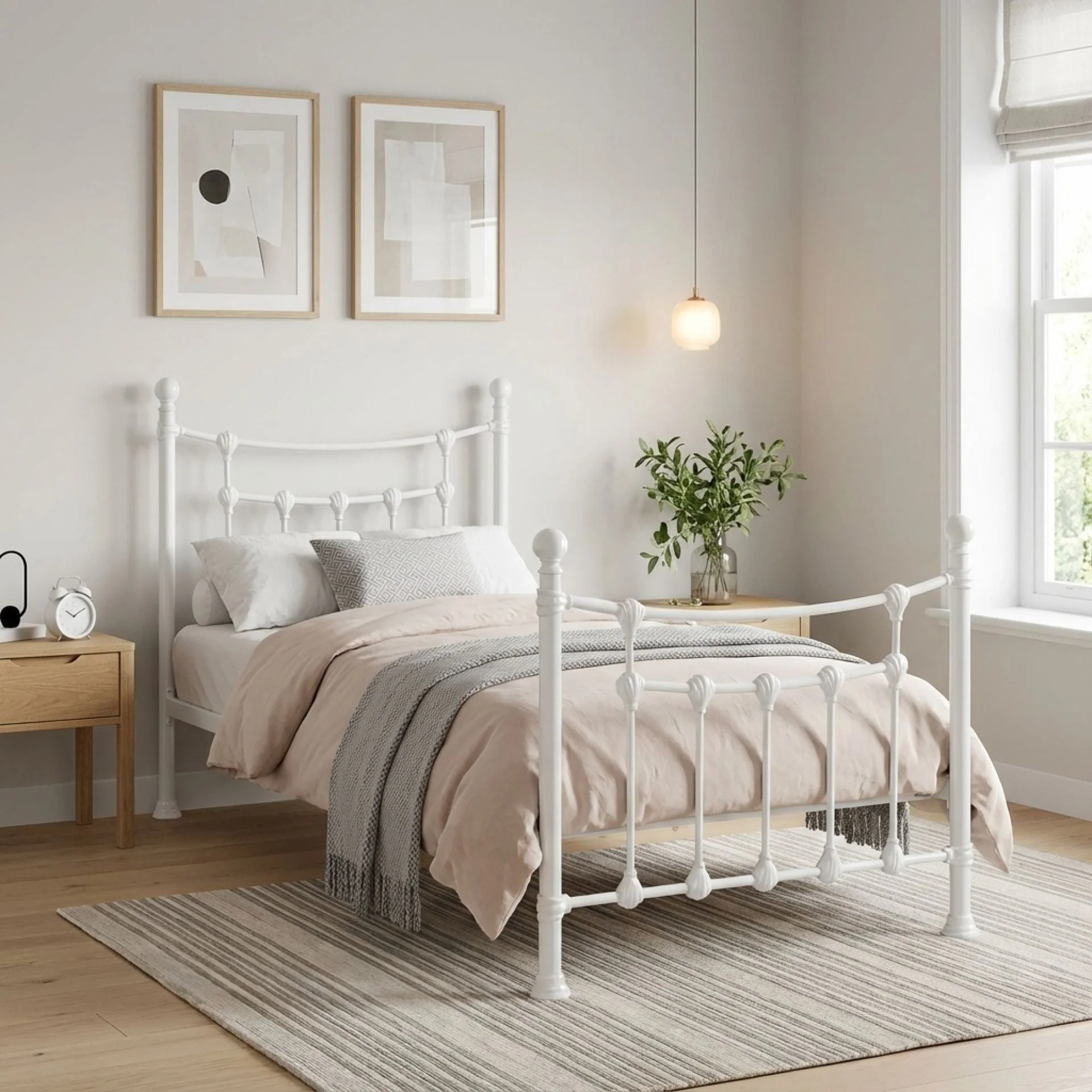 Gingera Single Metal Bed Frame - White