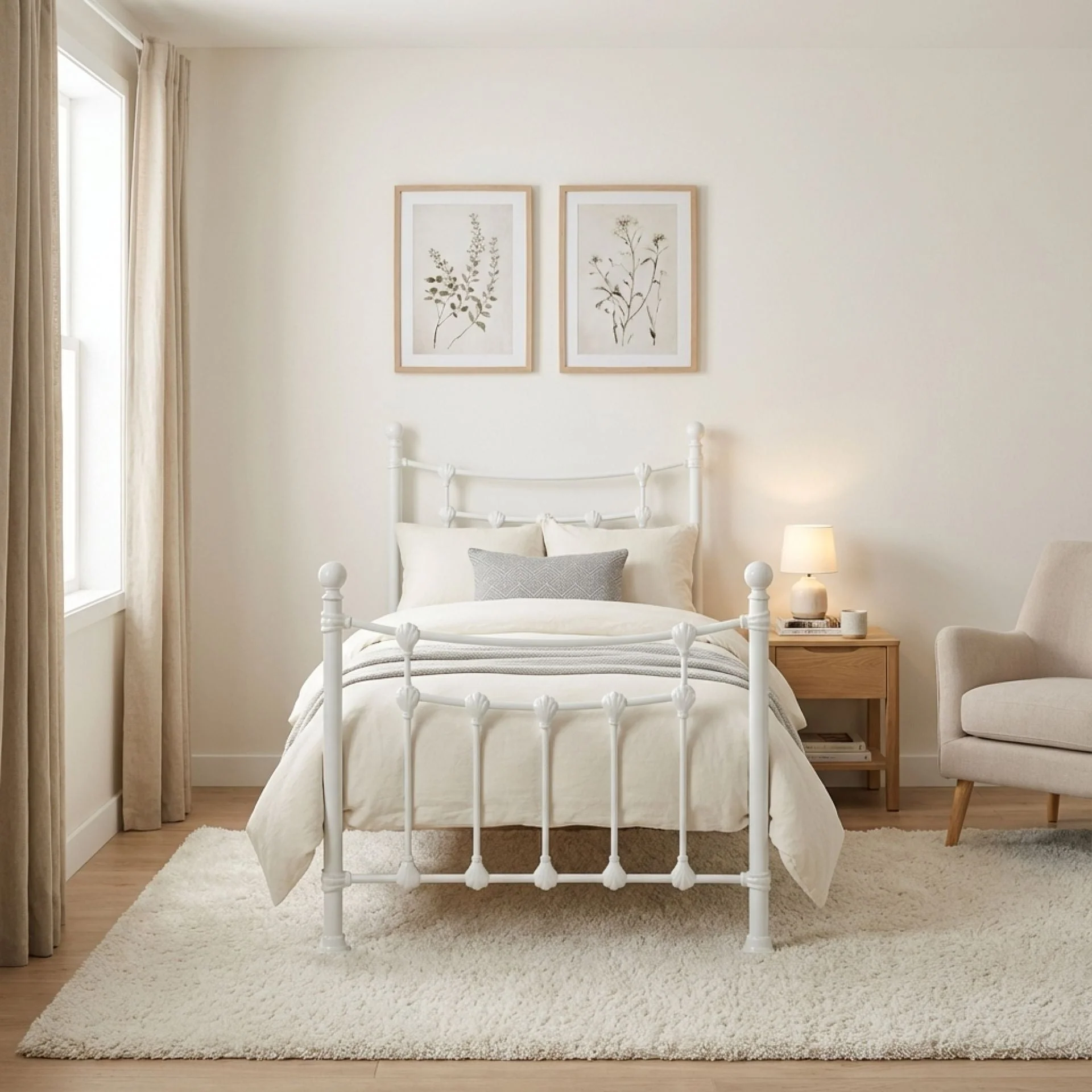 Gingera Single Metal Bed Frame - White - Image 2