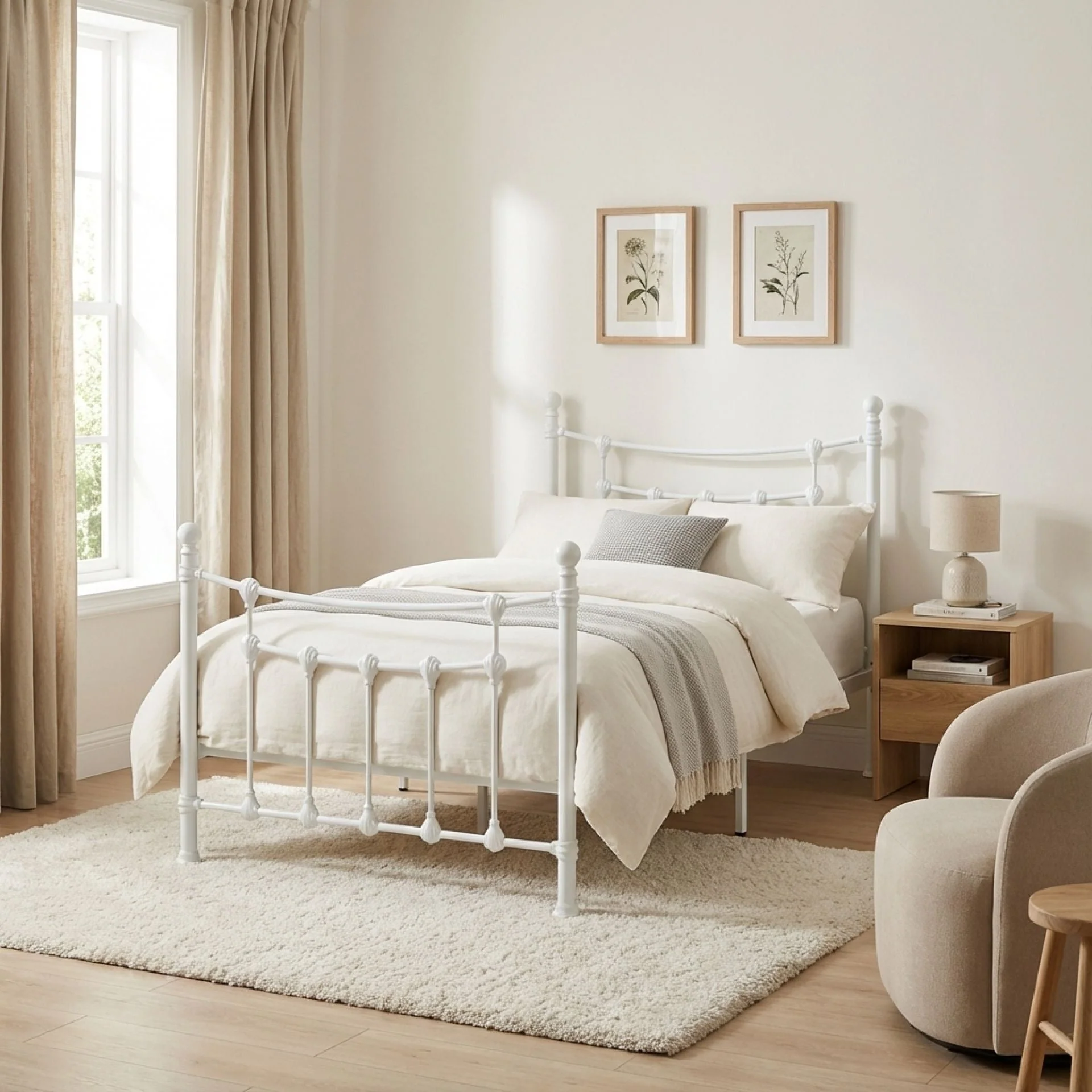 Gingera Single Metal Bed Frame - White - Image 3