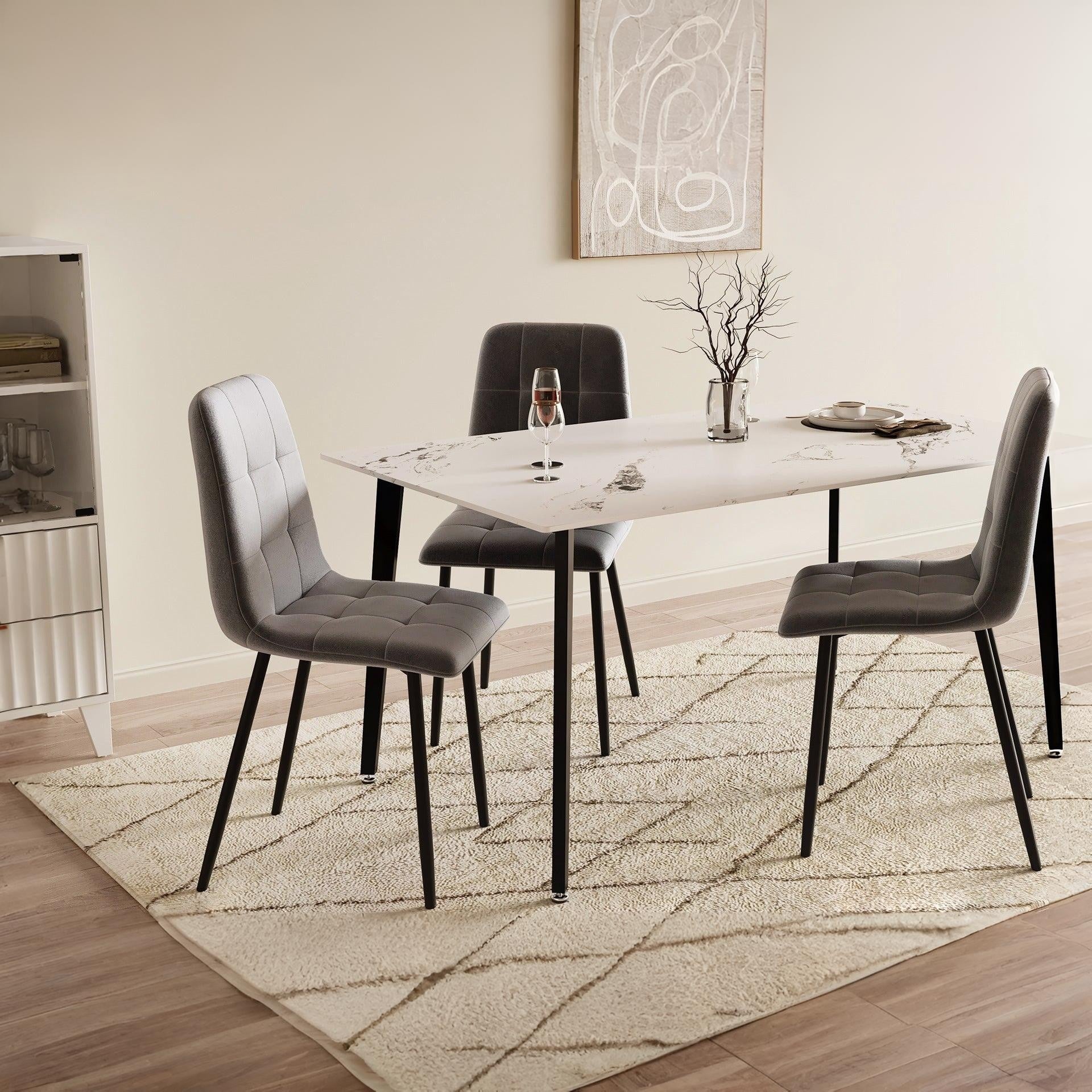 Glenn Rectangular Ceramic Dining Table 150 x 90cm - White + Black - Image 3