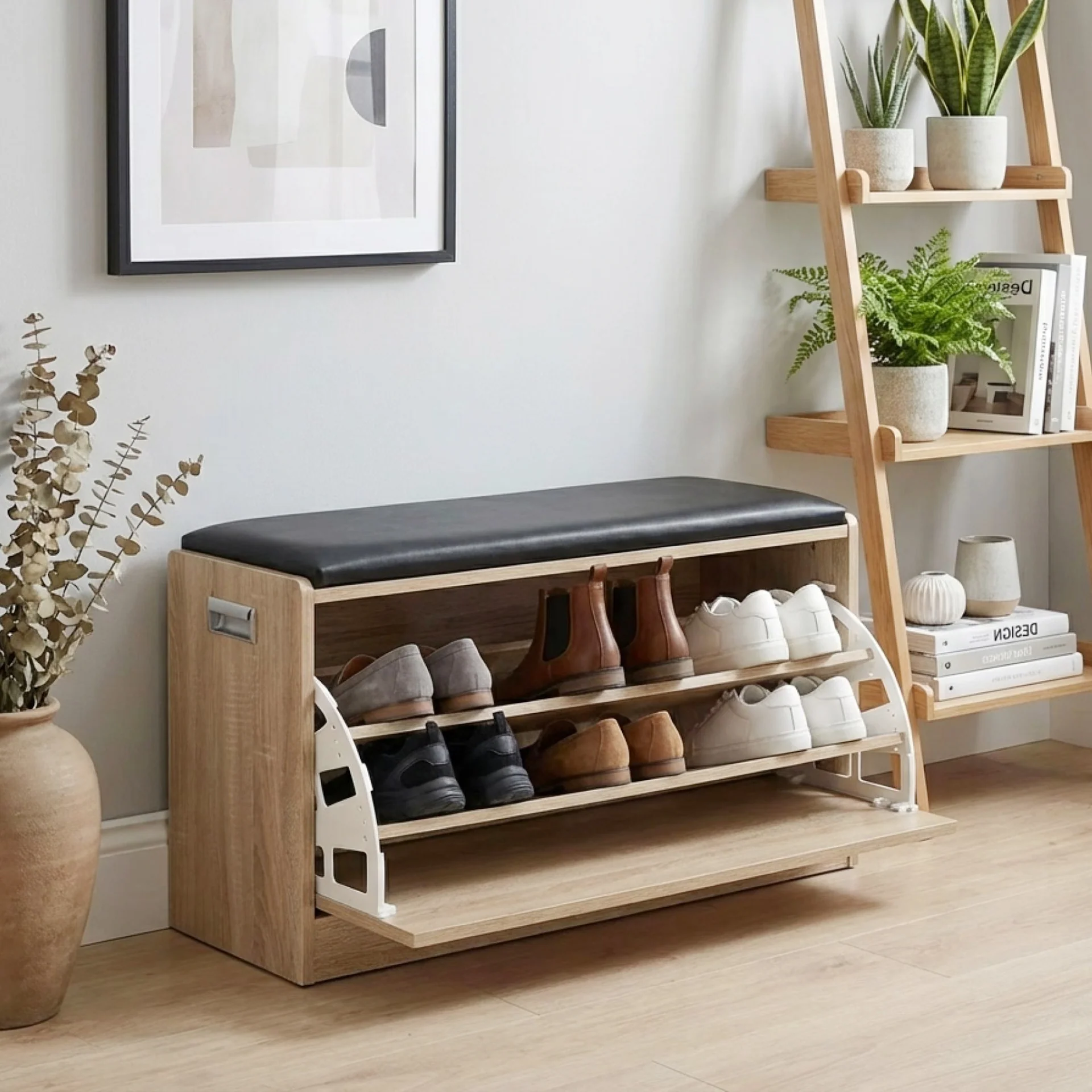 Gloria Wooden Shoe Rack 3 Layer - Oak - Image 5