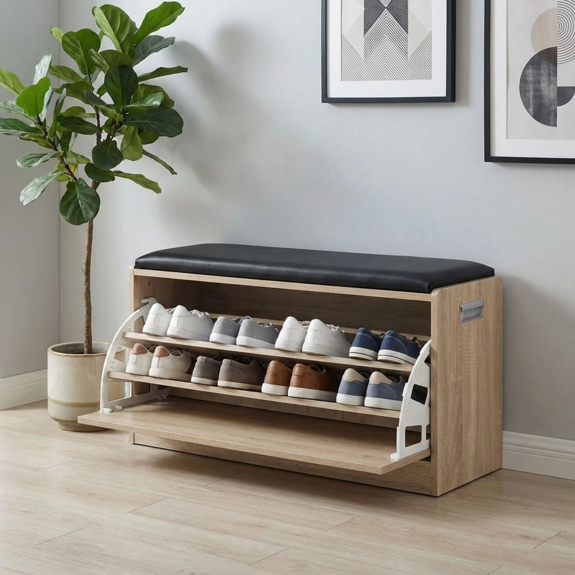 Gloria Wooden Shoe Rack 3 Layer - Oak - Image 6