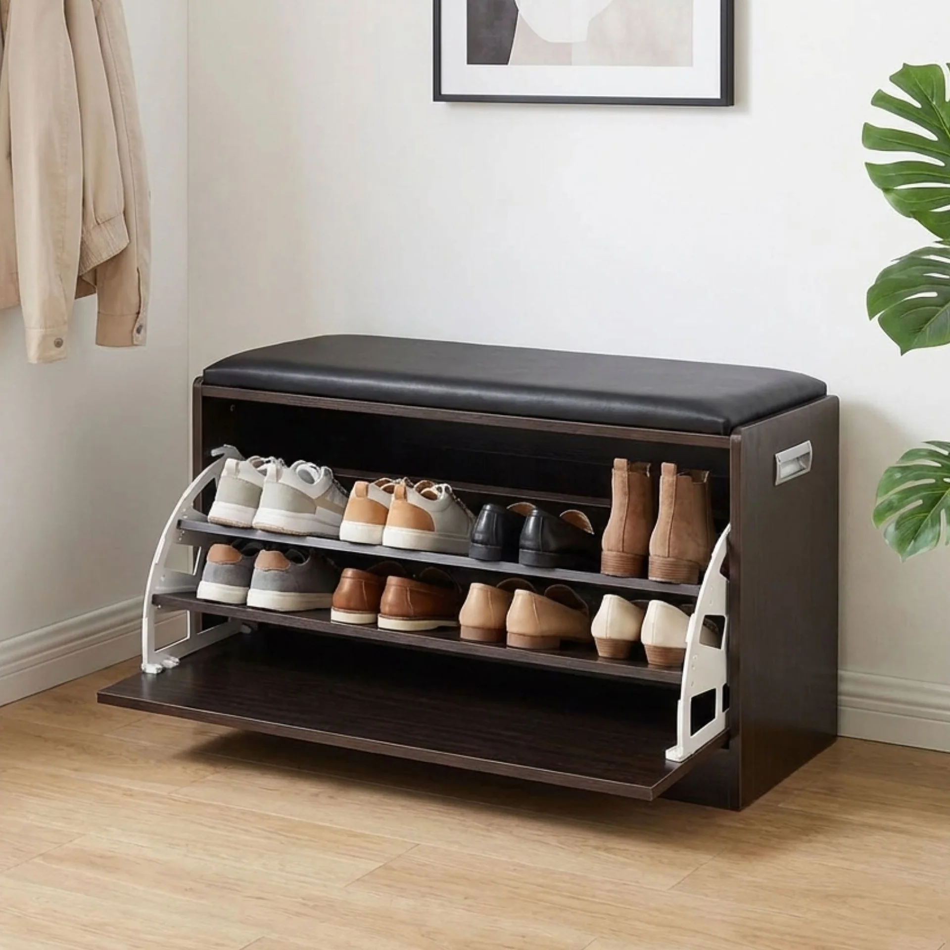 Gloria Wooden Shoe Rack 3 Layer - Walnut - Image 2