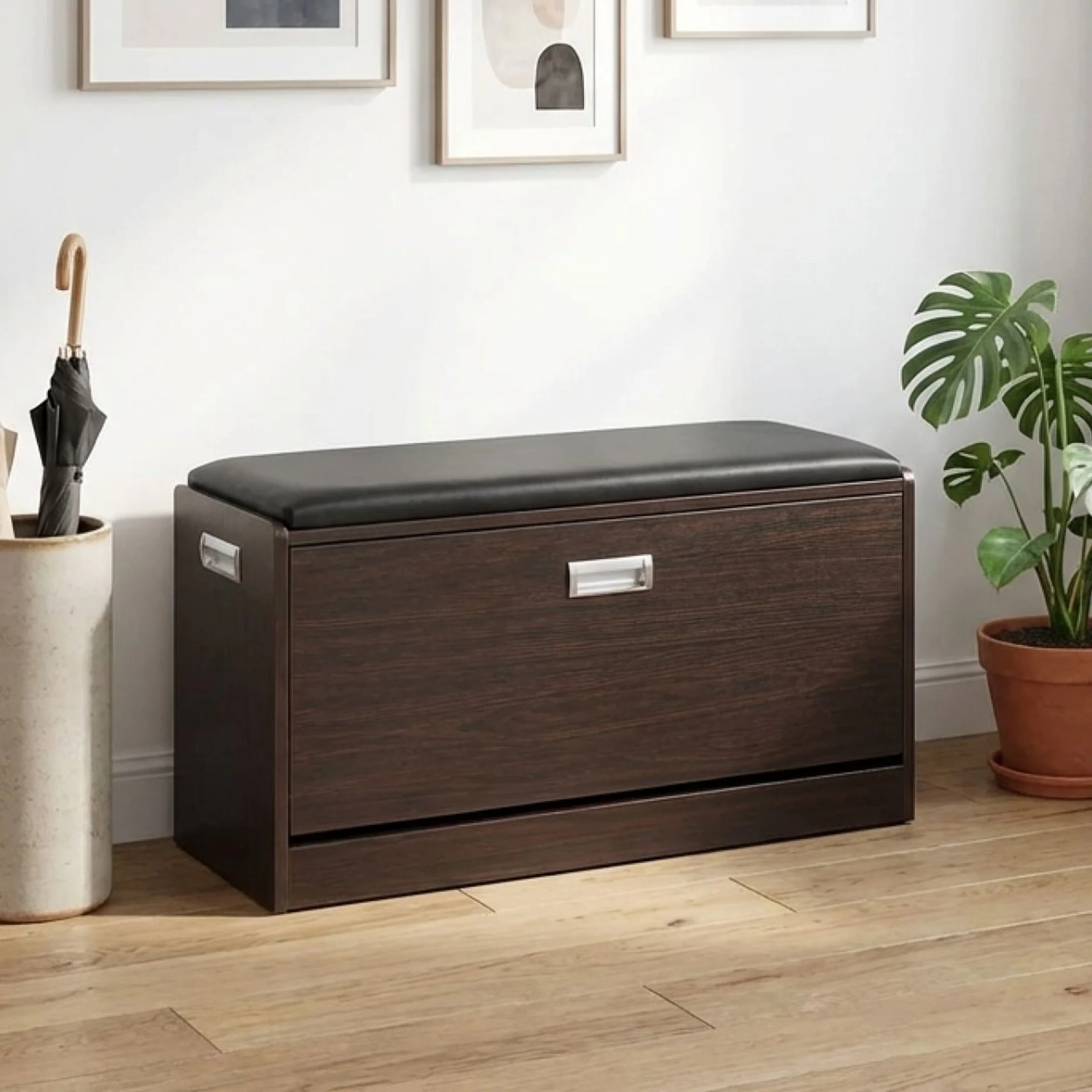 Gloria Wooden Shoe Rack 3 Layer - Walnut - Image 5
