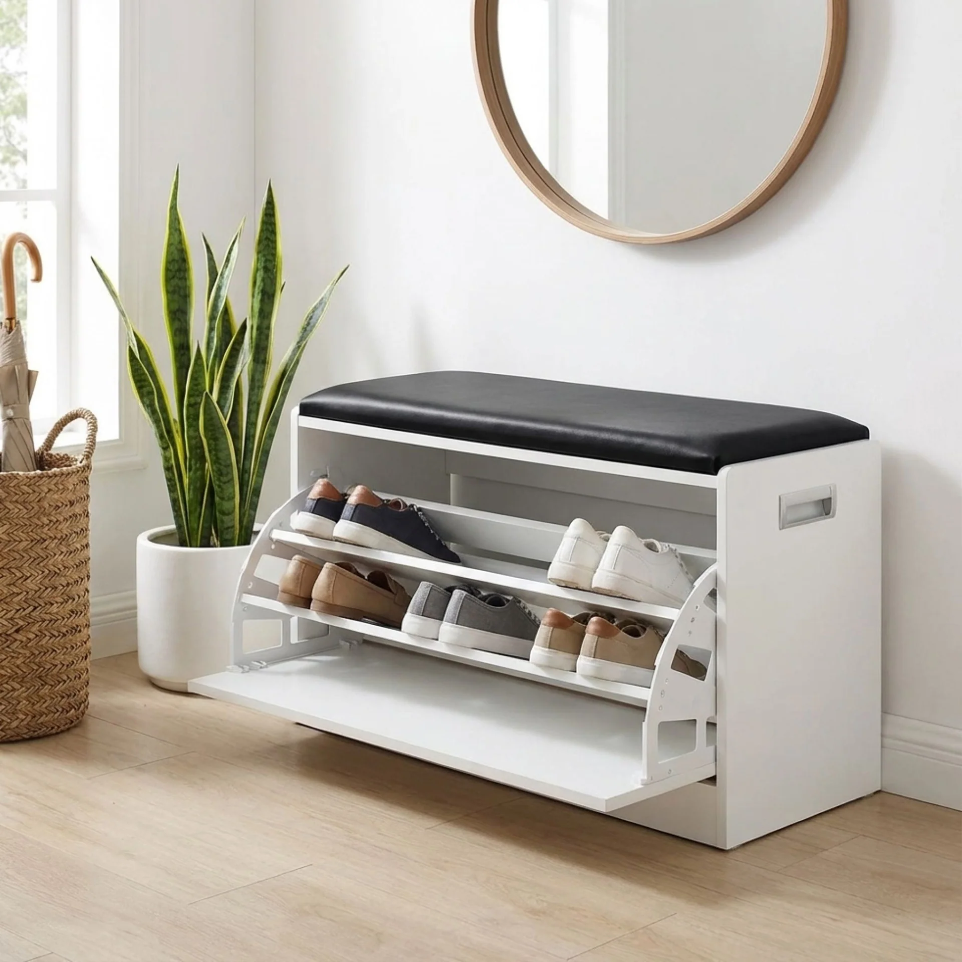 Gloria Wooden Shoe Rack 3 Layer - White - Image 2