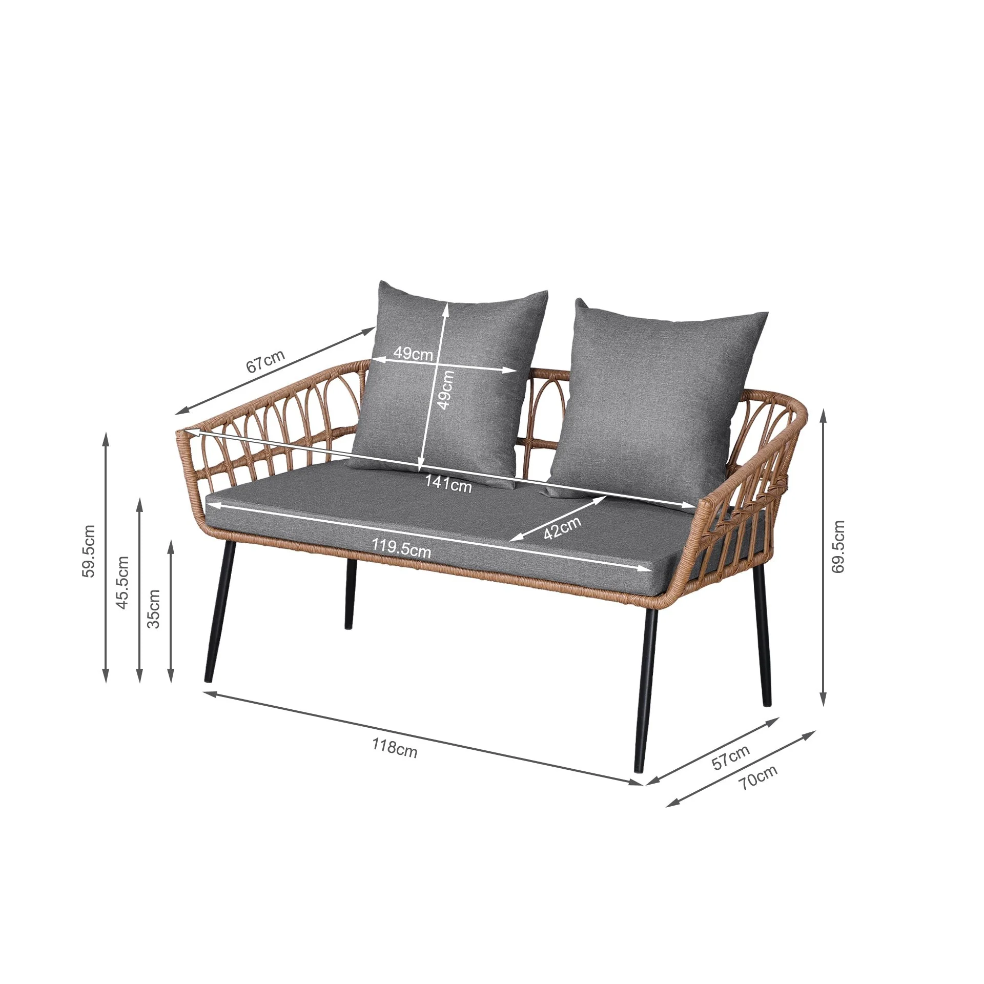 Goulburn 4 Piece Outdoor Sofa Set - Grey