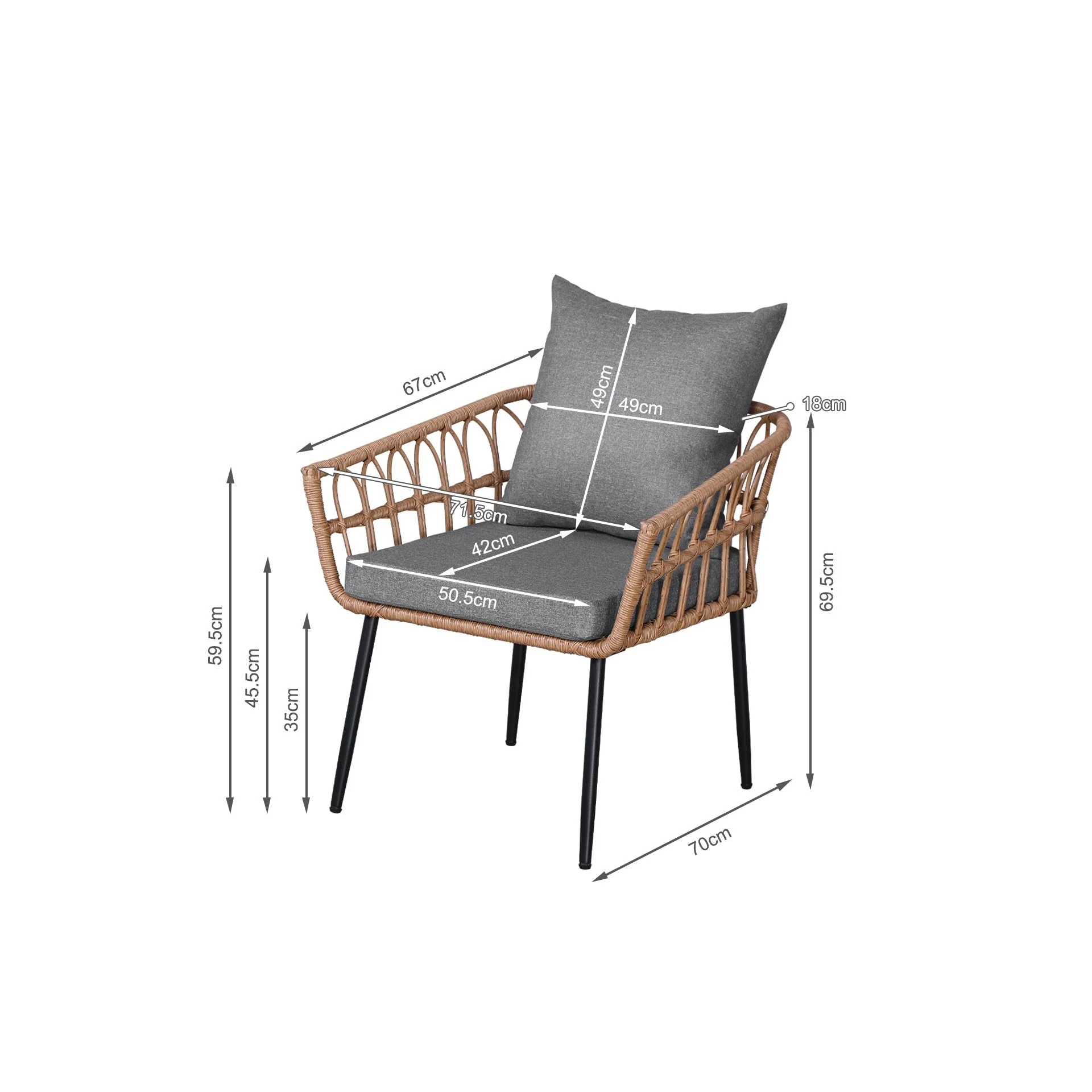 Goulburn 4 Piece Outdoor Sofa Set - Grey - Image 10