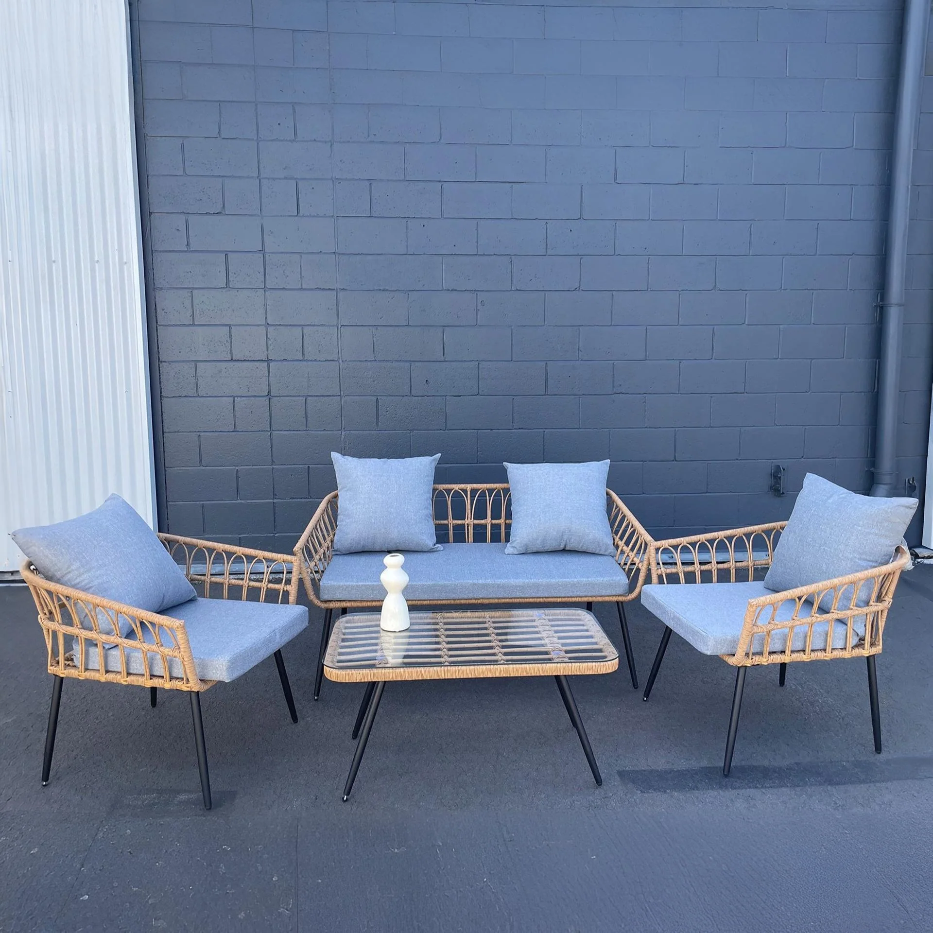 Goulburn 4 Piece Outdoor Sofa Set - Grey - Image 3