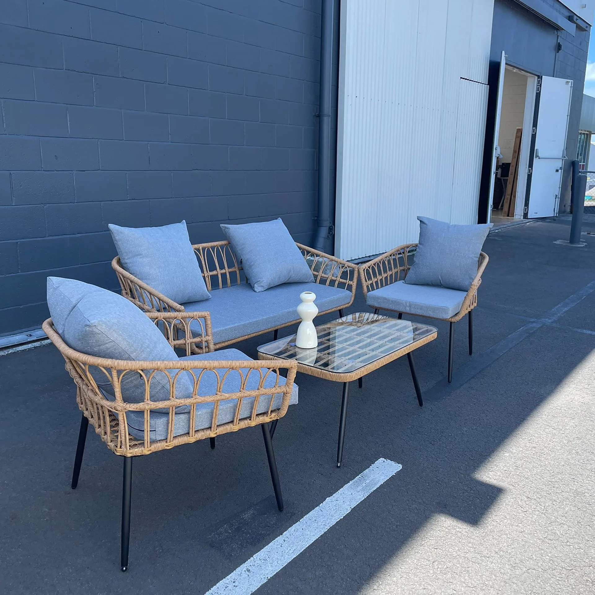 Goulburn 4 Piece Outdoor Sofa Set - Grey - Image 5