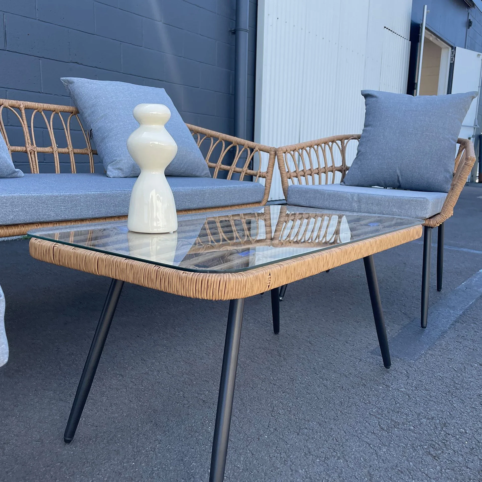 Goulburn 4 Piece Outdoor Sofa Set - Grey - Image 8
