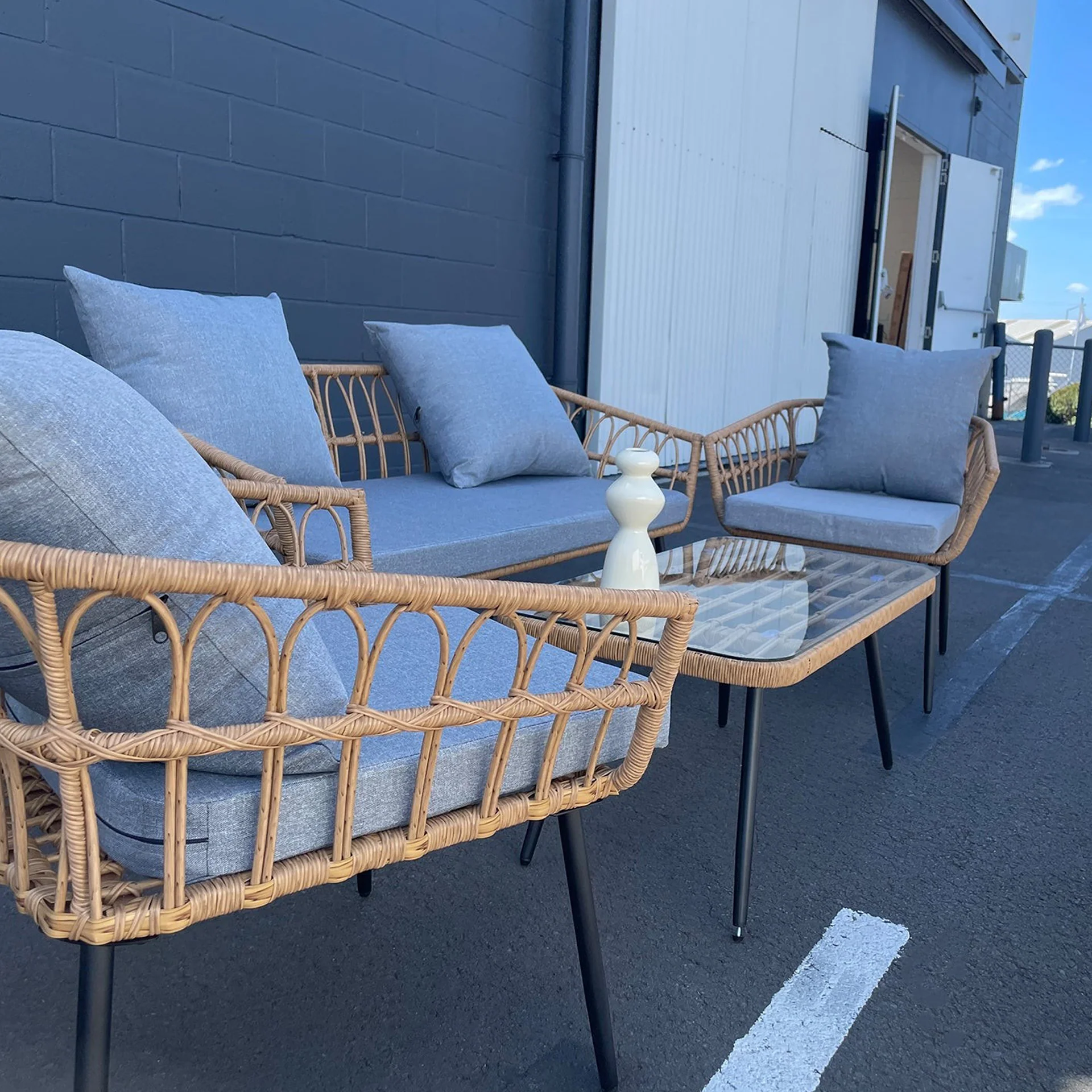 Goulburn 4 Piece Outdoor Sofa Set - Grey - Image 9
