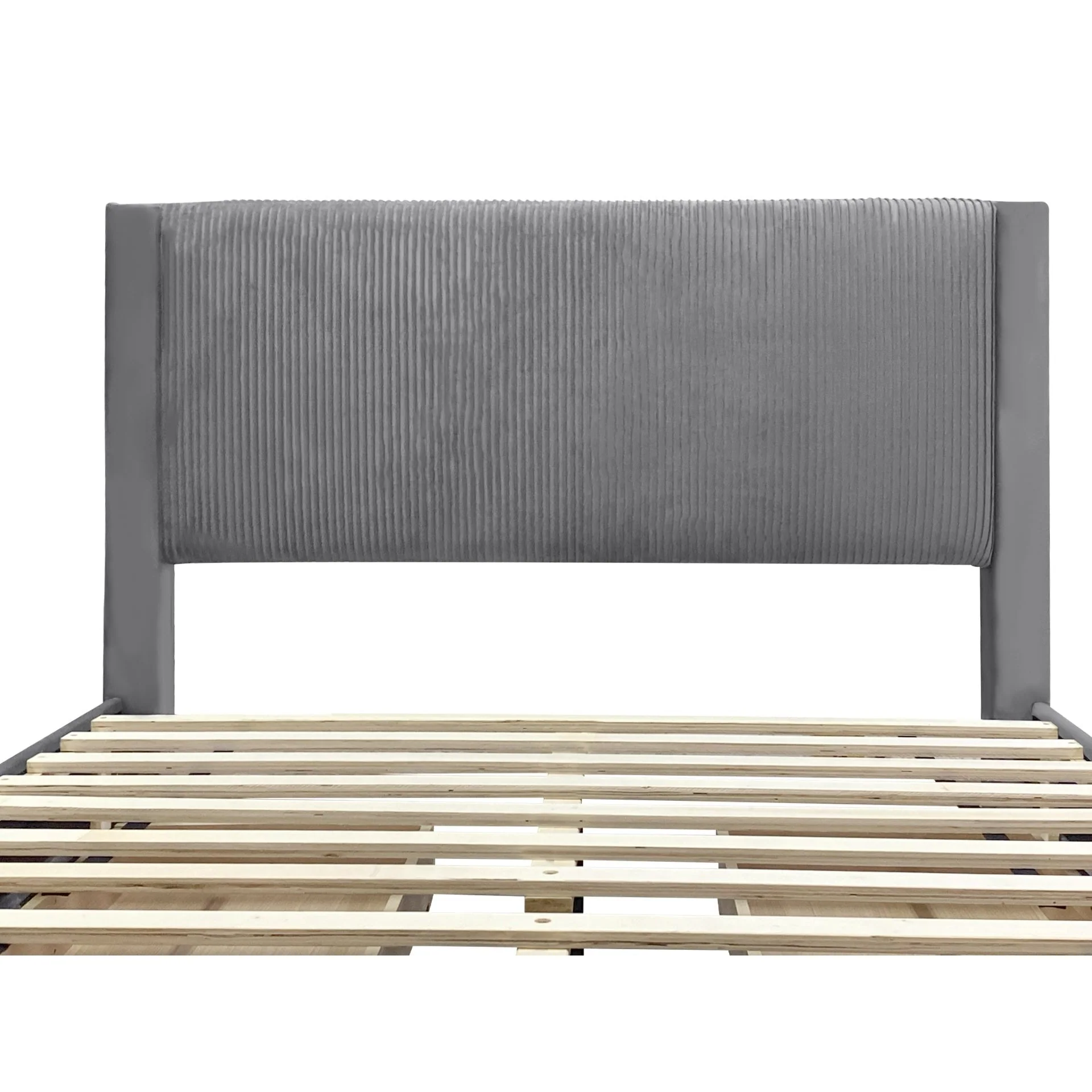 Gower Velevt Double Bed Frame with 4 Drawers - Grey - Image 14
