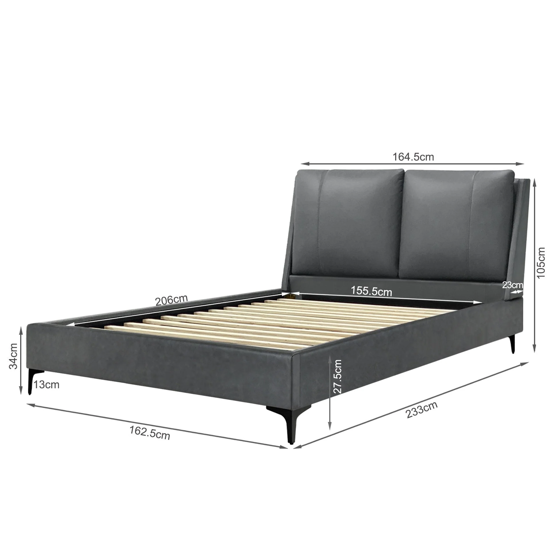 Gravatt Queen Bed Frame - Dark Grey - Image 6