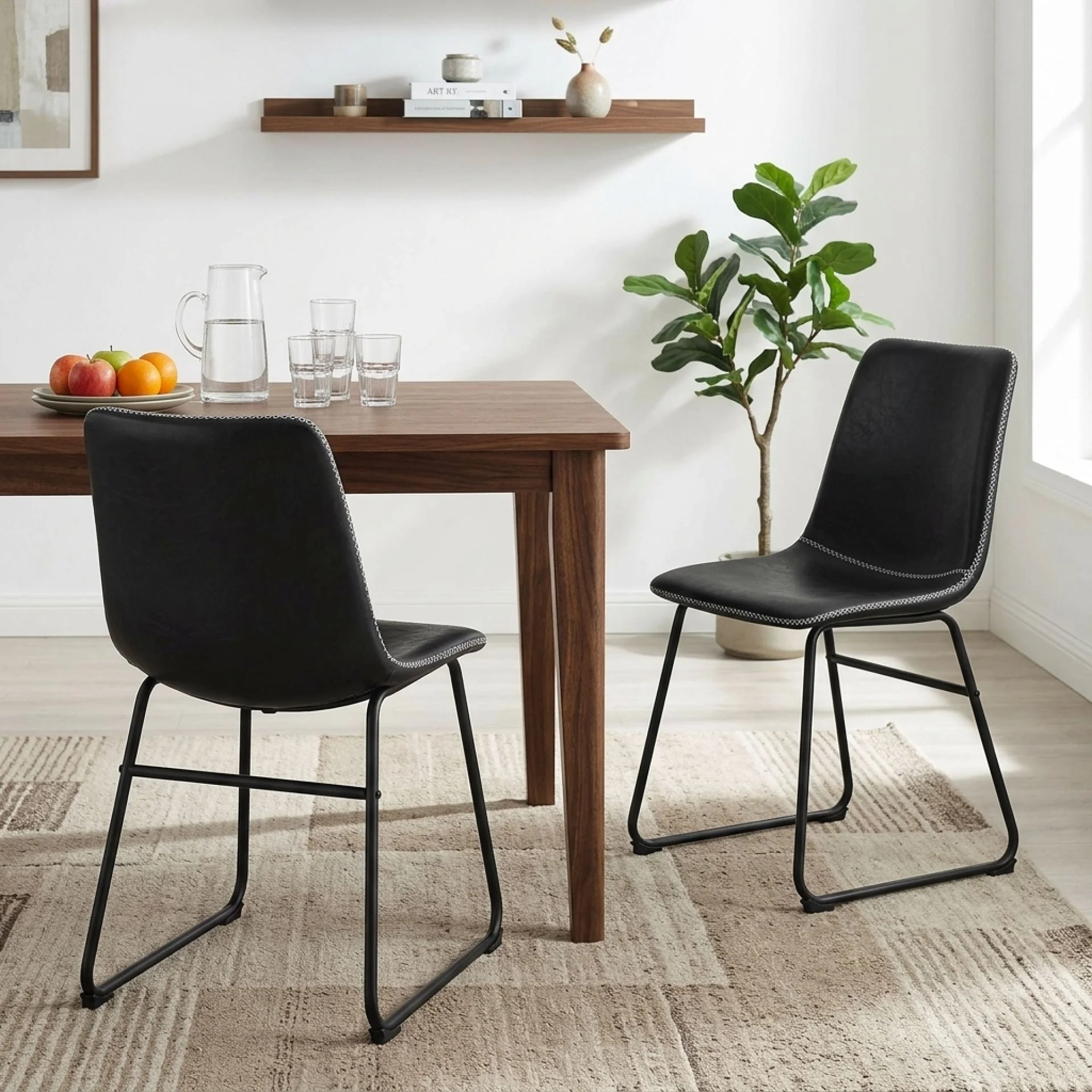 Grayson PU Leather Dining Chair - Set of 2 - Black