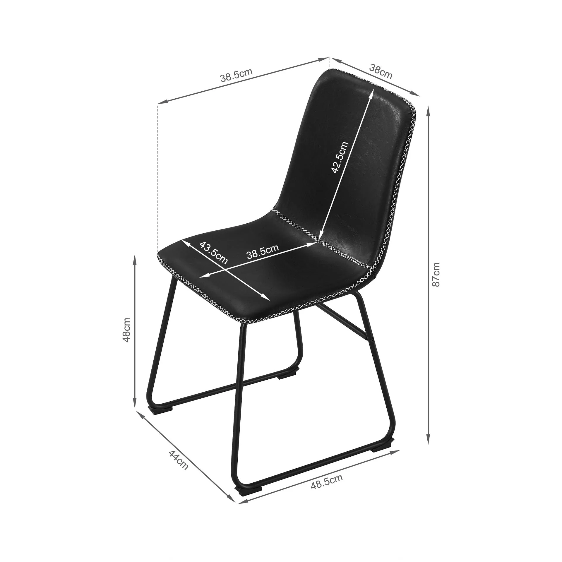 Grayson PU Leather Dining Chair - Set of 2 - Black - Image 11