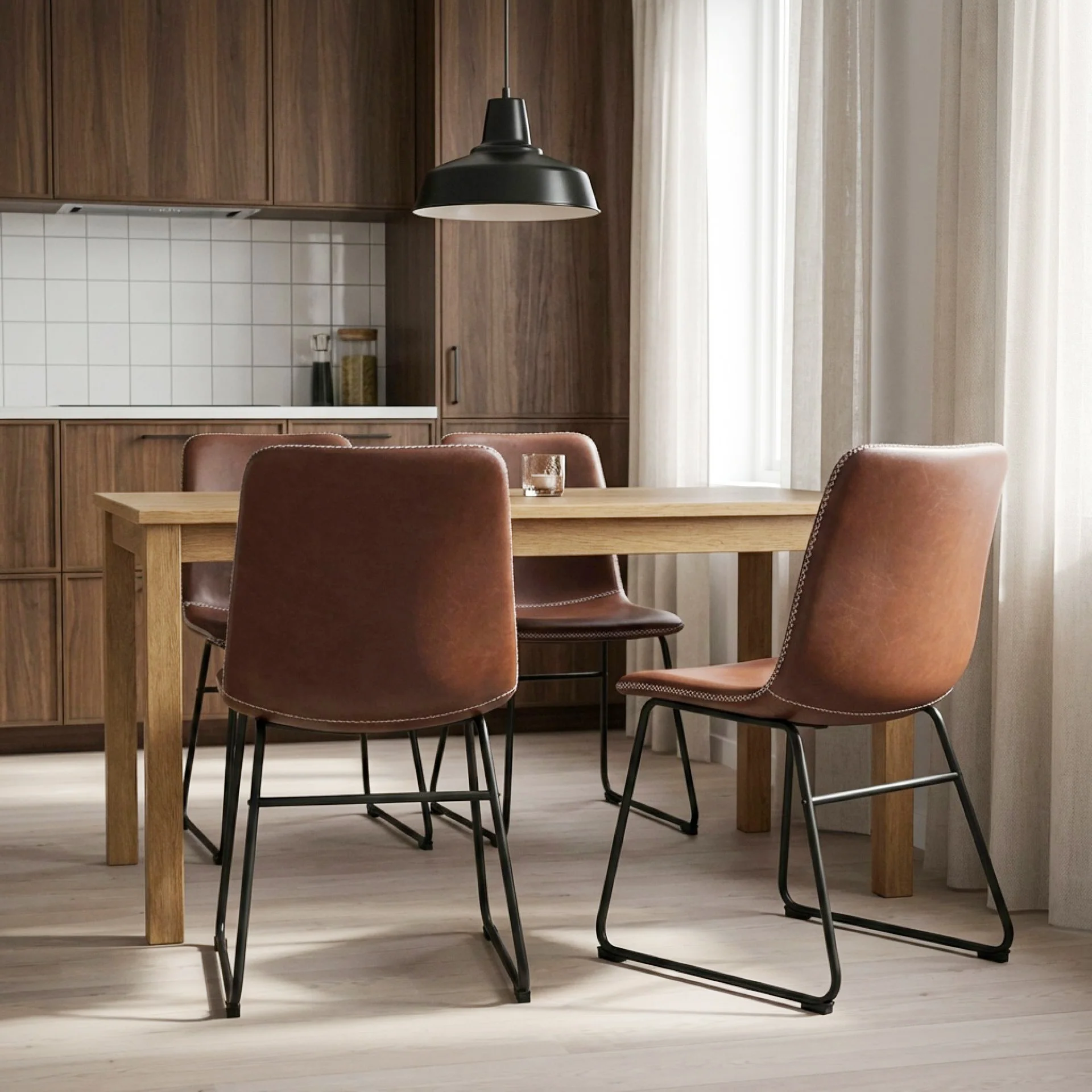 Grayson PU Leather Dining Chair - Set of 2 - Brown - Image 5