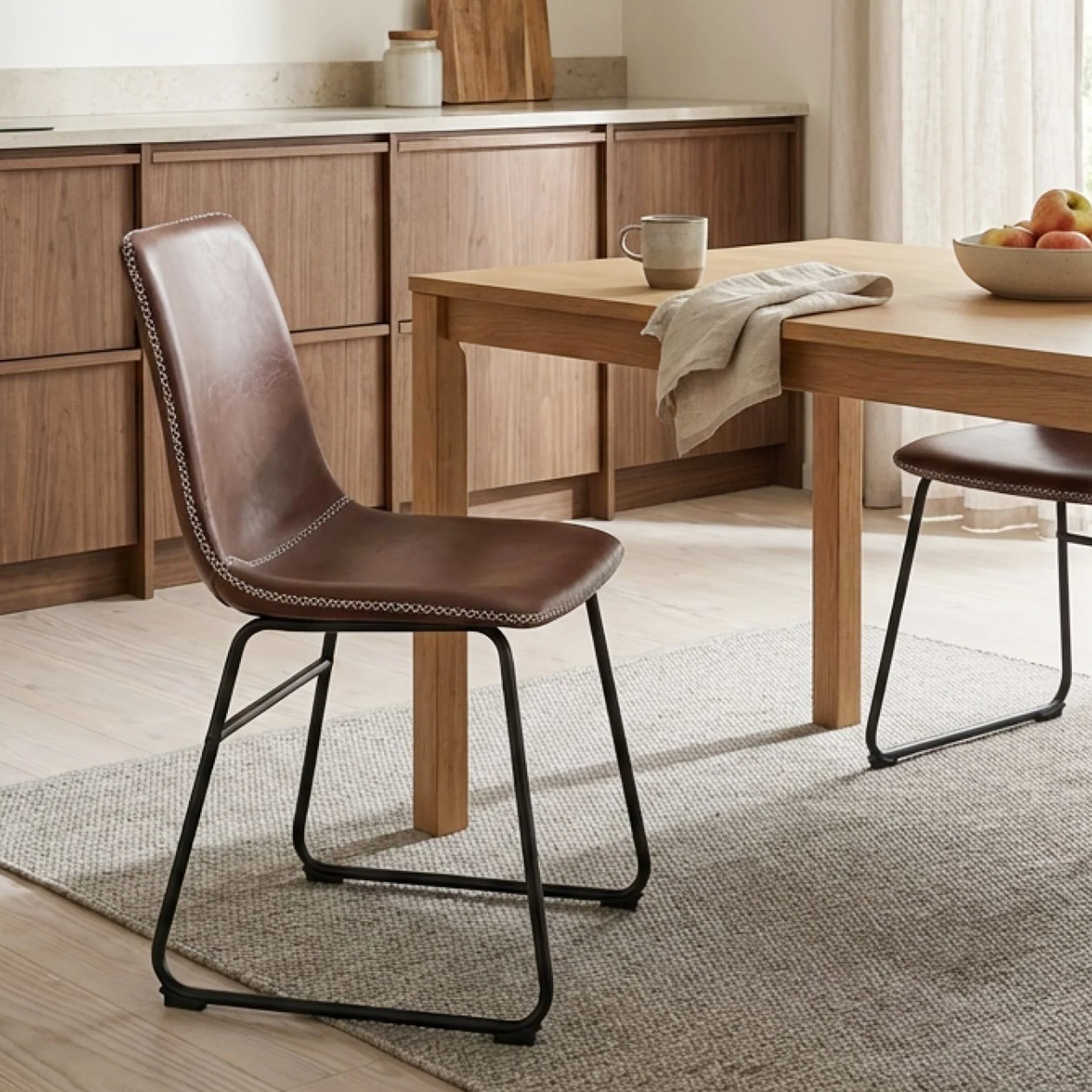 Grayson PU Leather Dining Chair - Set of 2 - Brown - Image 6