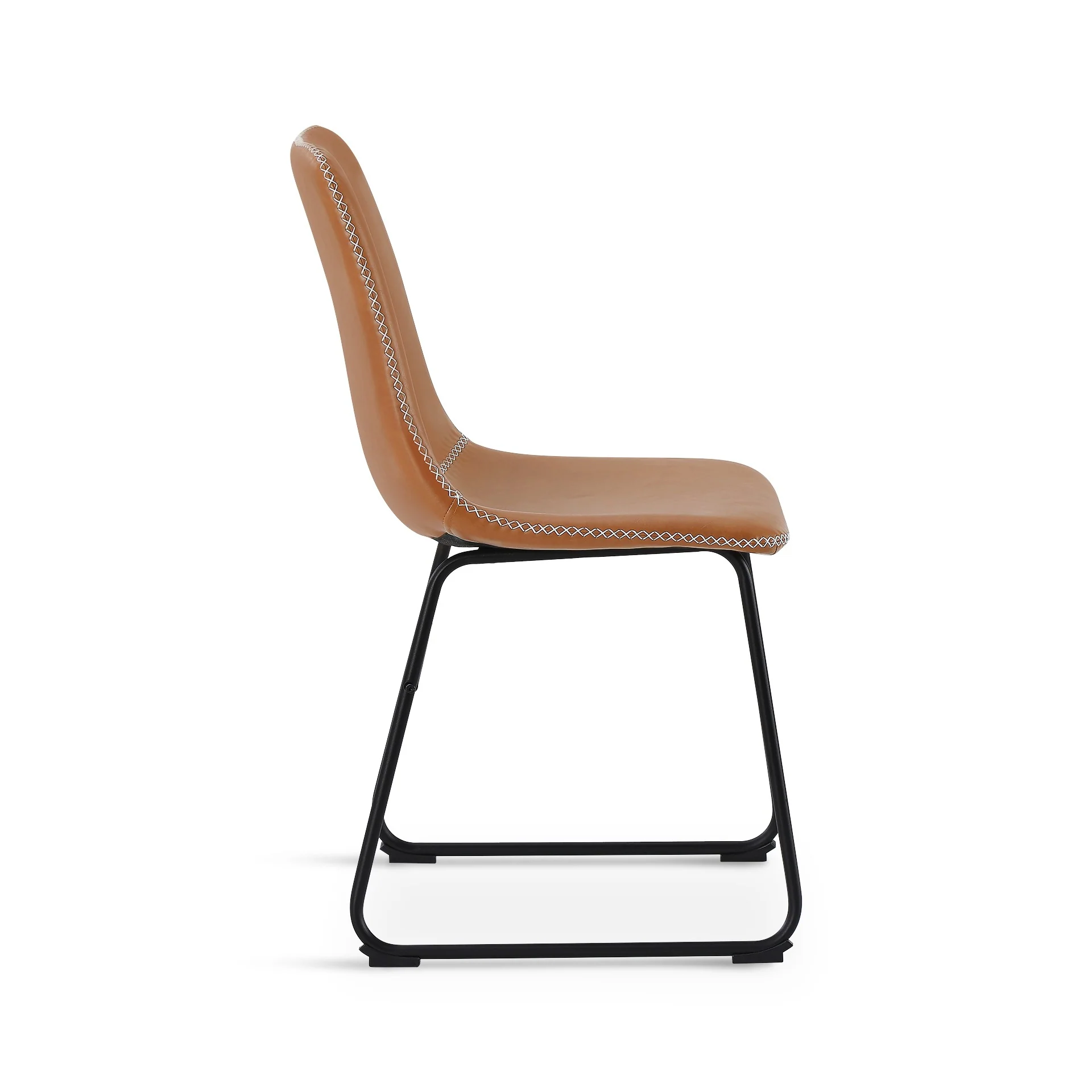 Grayson PU Leather Dining Chair - Set of 2 - Caramel Tan - Image 6