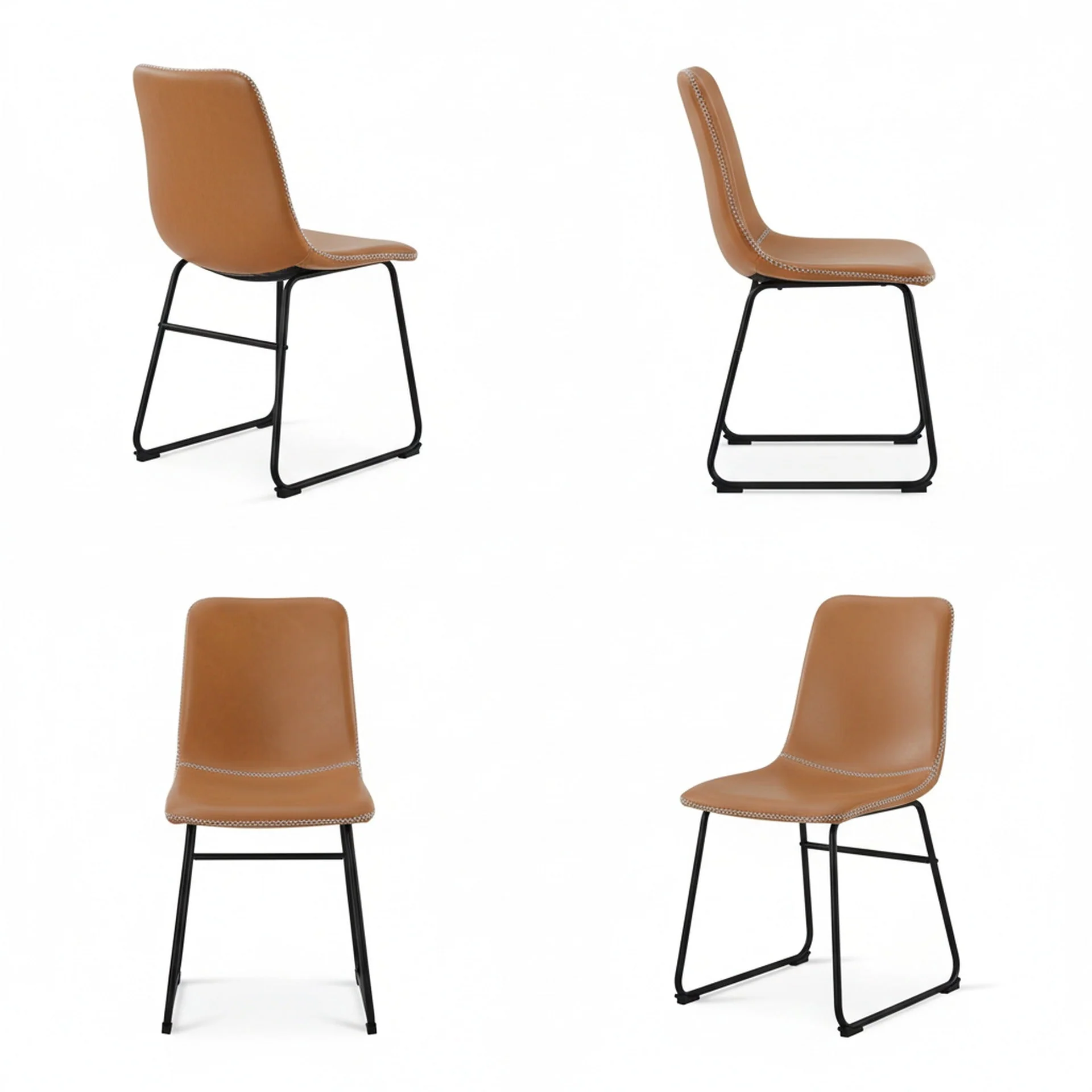 Grayson PU Leather Dining Chair - Set of 2 - Caramel Tan - Image 8