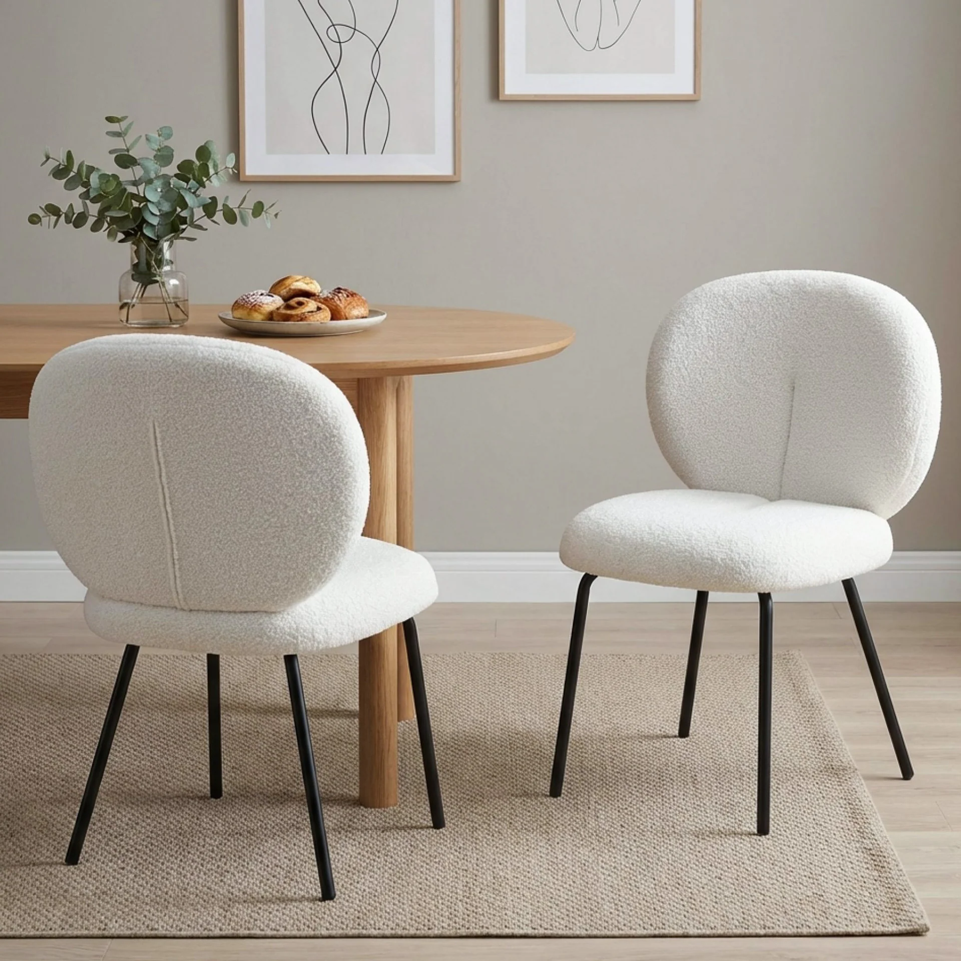 Griffin Boucle Dining Chair - Set of 2 - White