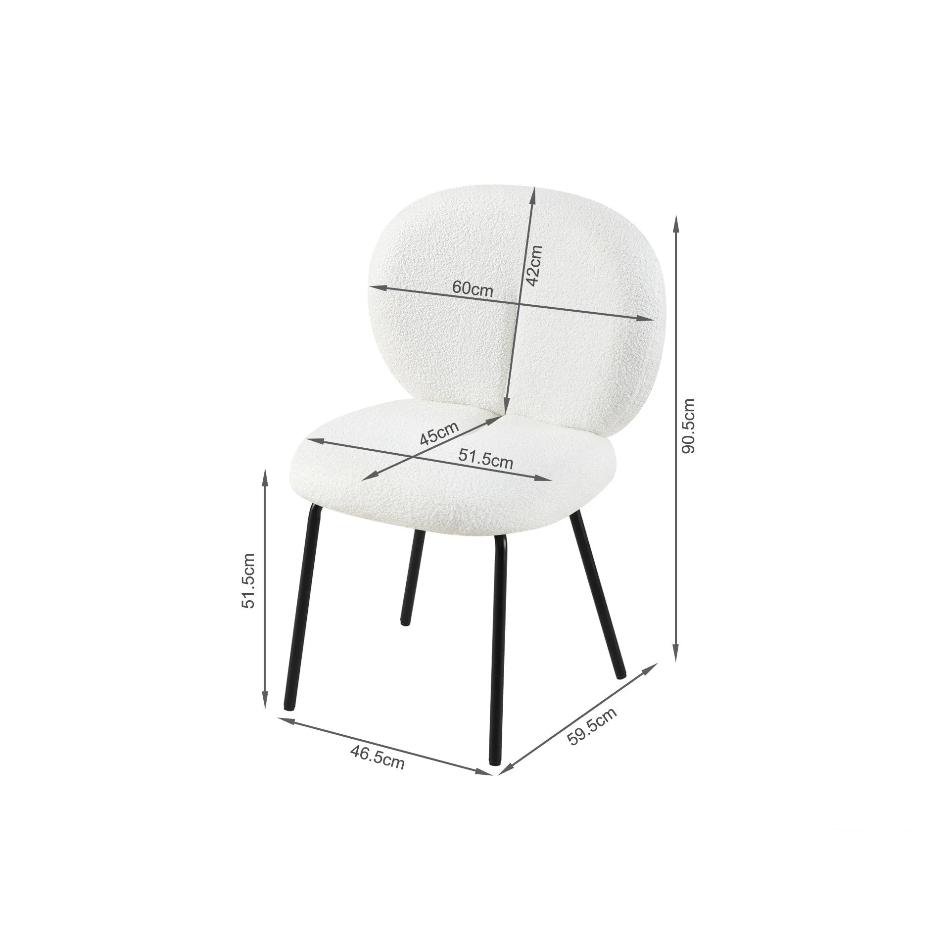 Griffin Boucle Dining Chair - Set of 2 - White - Image 12