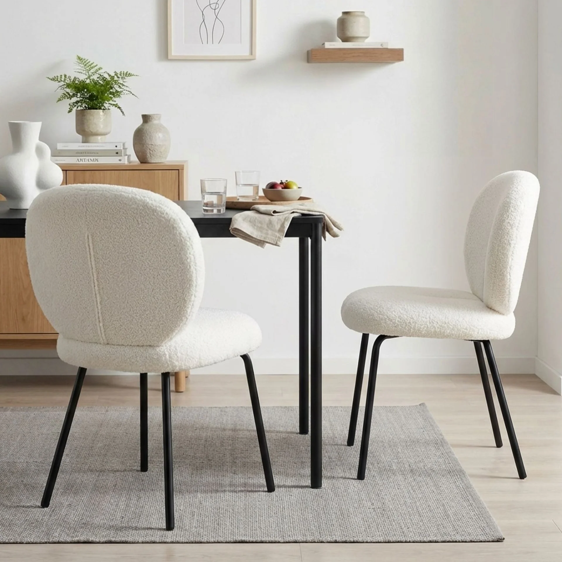 Griffin Boucle Dining Chair - Set of 2 - White - Image 3