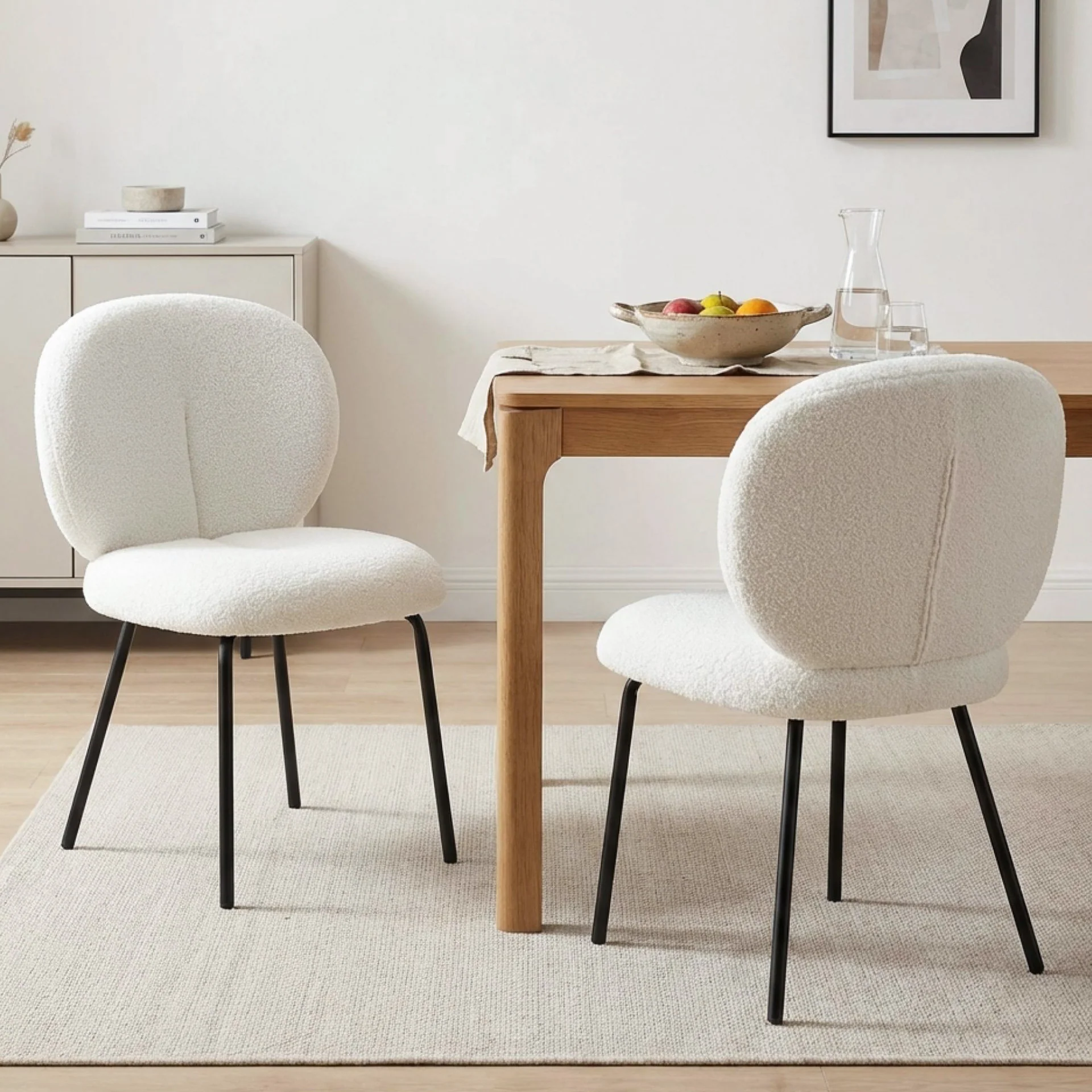 Griffin Boucle Dining Chair - Set of 2 - White - Image 4