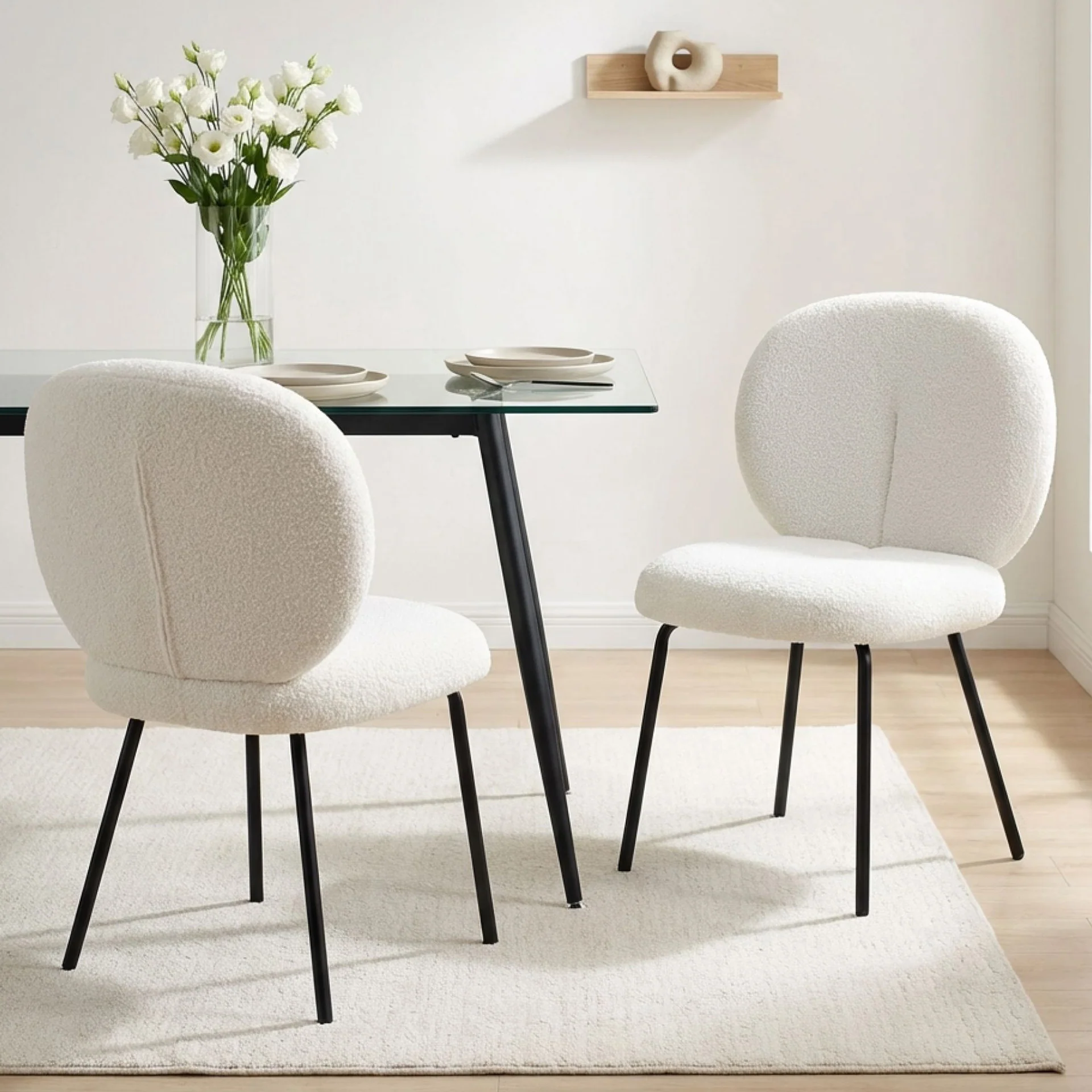 Griffin Boucle Dining Chair - Set of 2 - White - Image 5