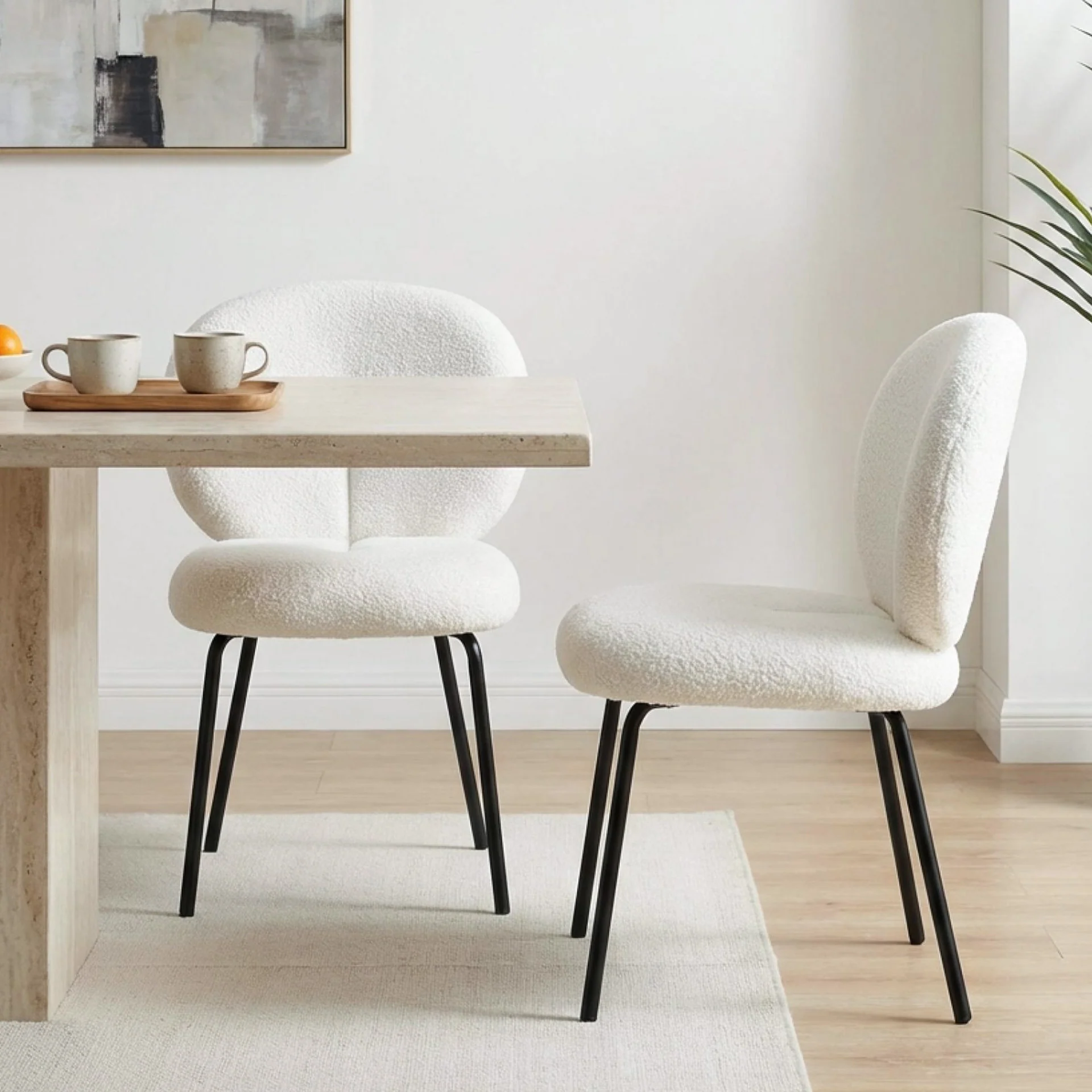 Griffin Boucle Dining Chair - Set of 2 - White - Image 6