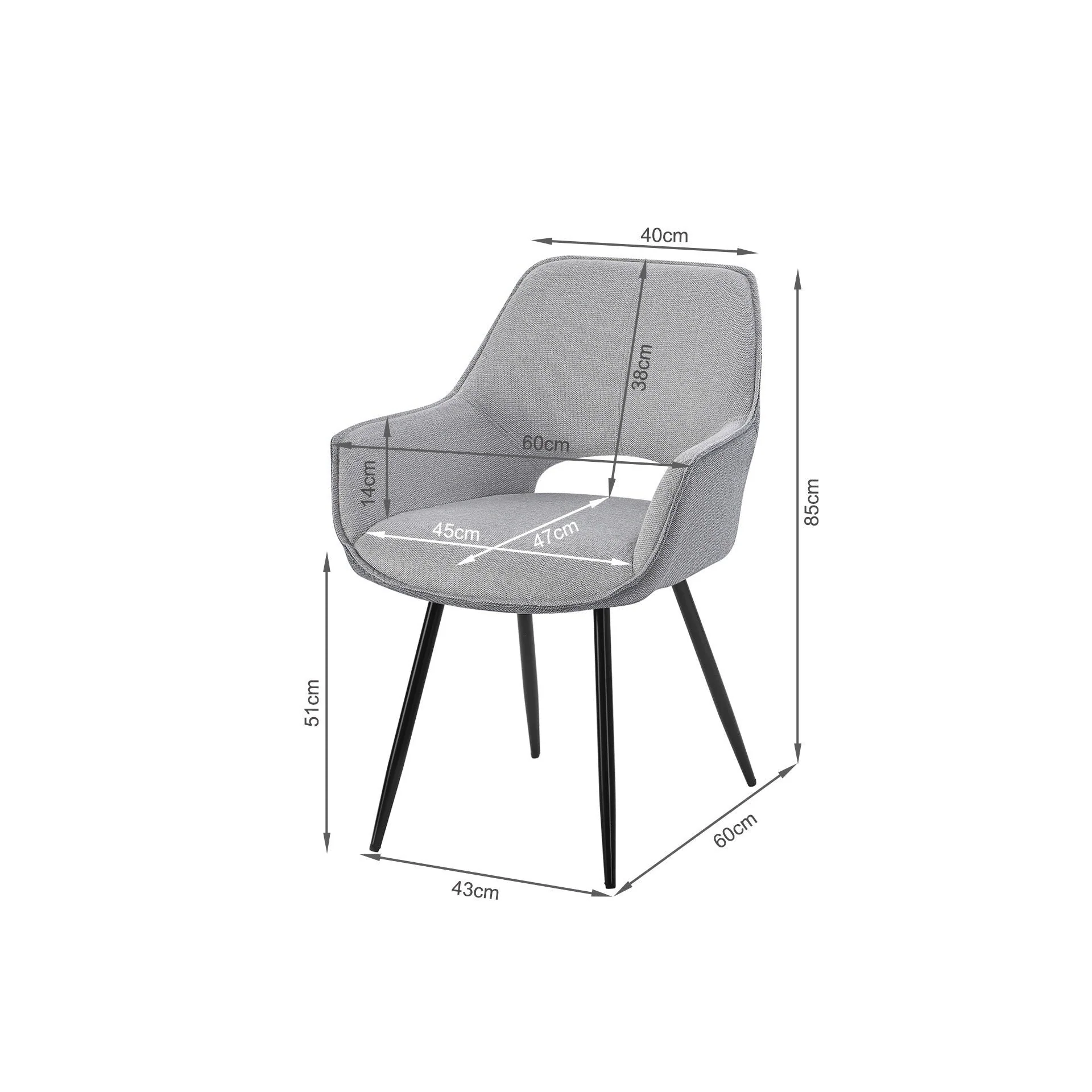 Griselda Velvet Dining Chair - Set of 2 - Grey - Image 12