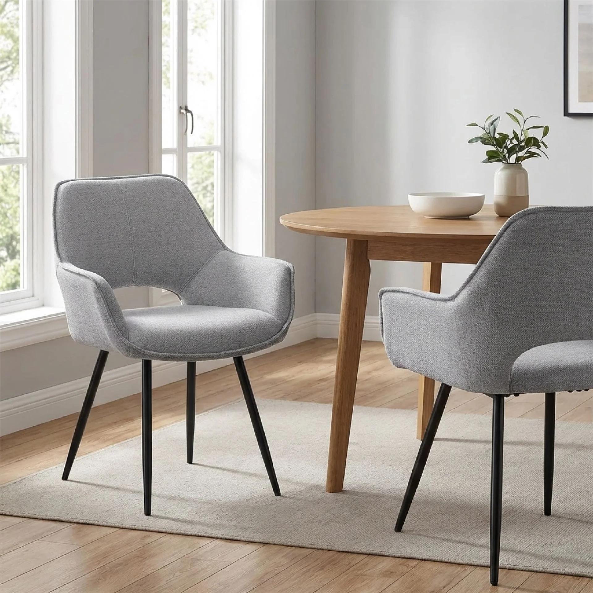 Griselda Velvet Dining Chair - Set of 2 - Grey - Image 5