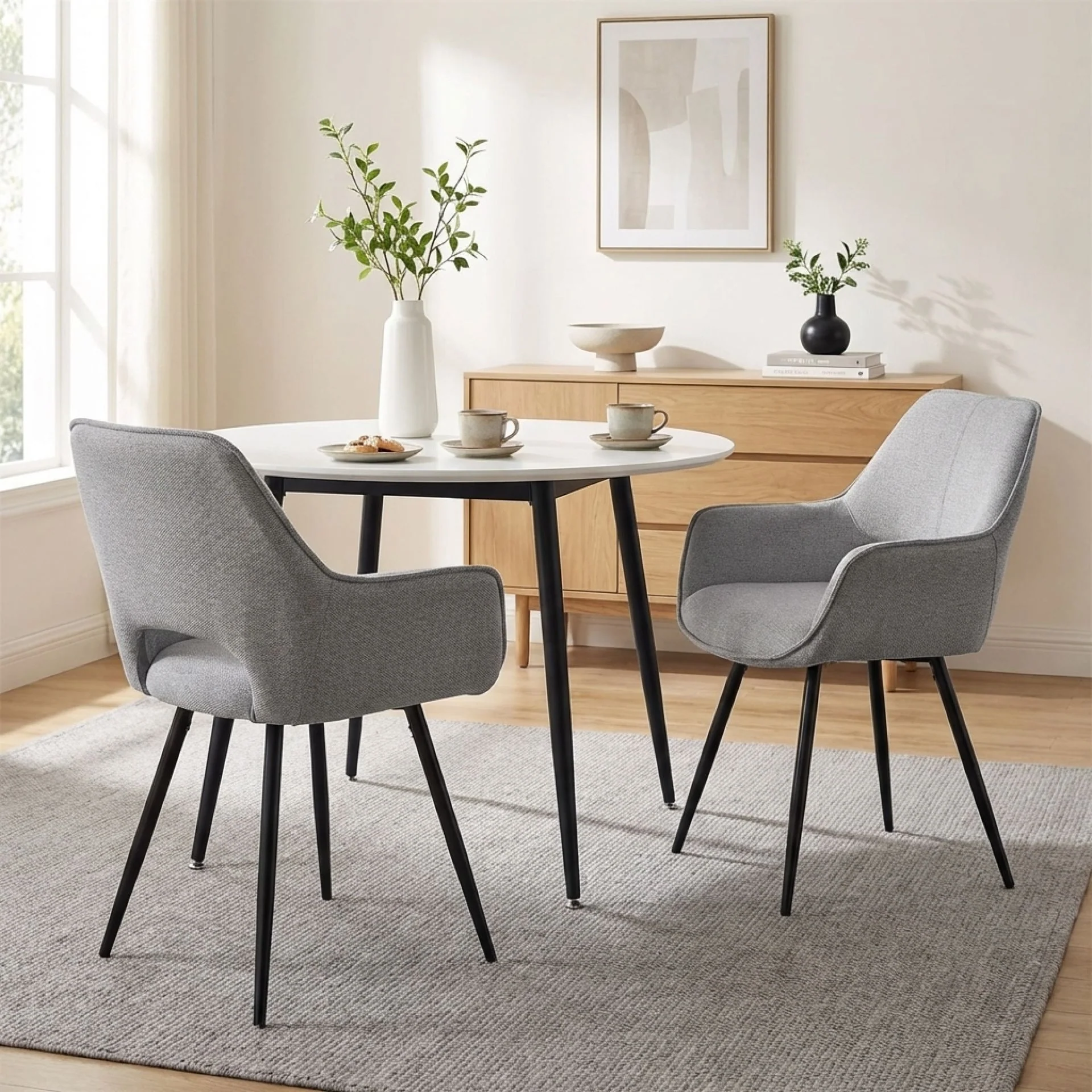 Griselda Velvet Dining Chair - Set of 2 - Grey - Image 6