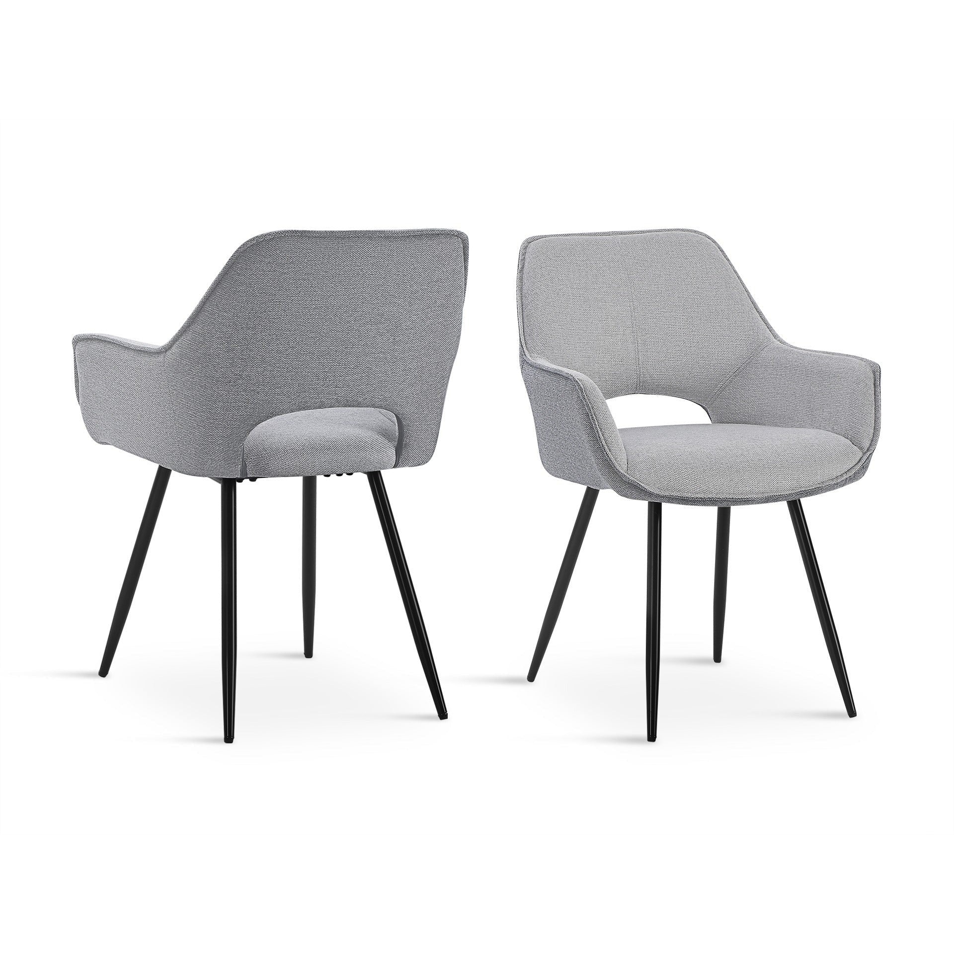 Griselda Velvet Dining Chair - Set of 2 - Grey - Image 9