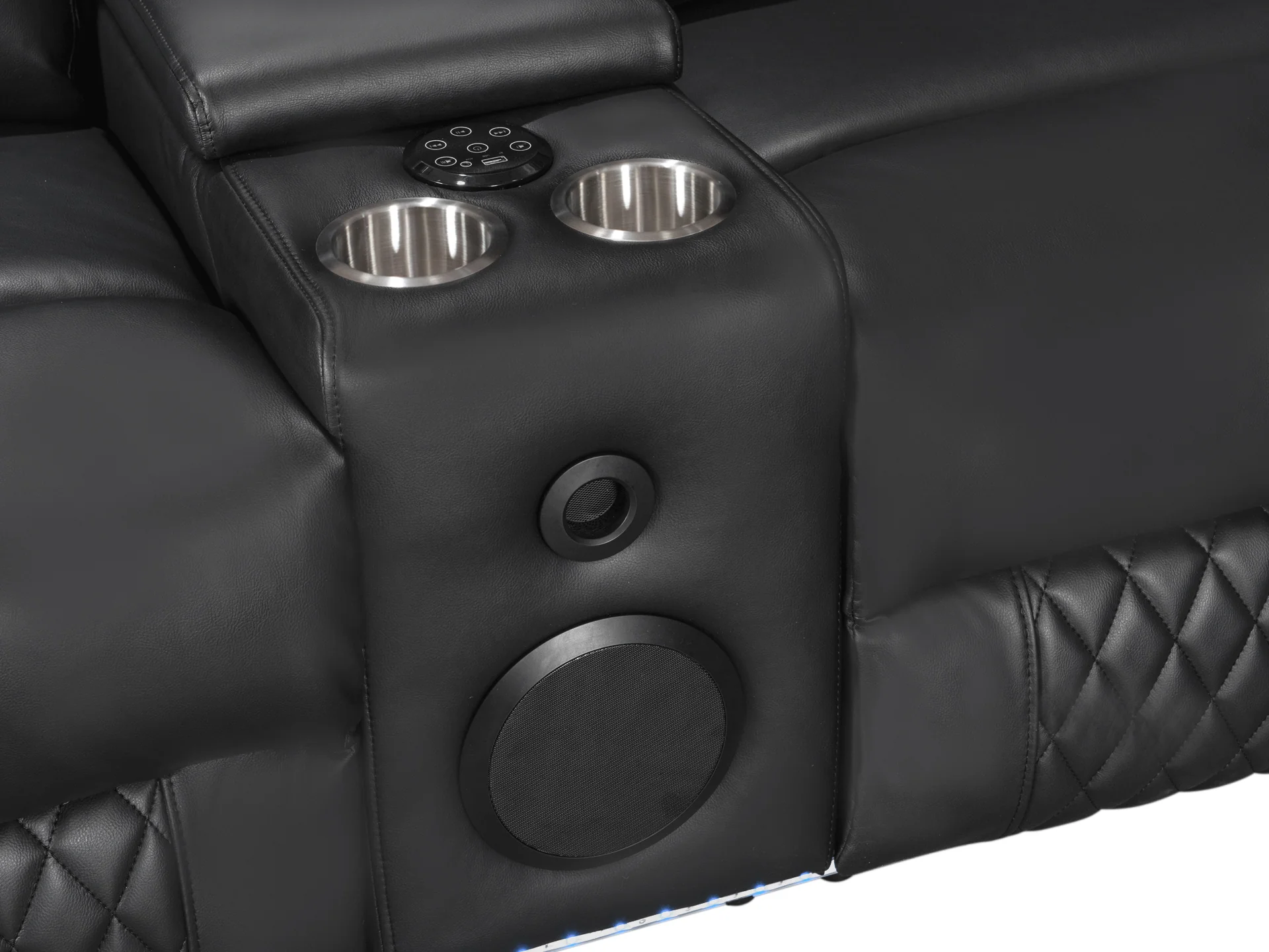 Grovetown Electric Recliner Corner Sofa with LED and Speaker - Black - Image 6