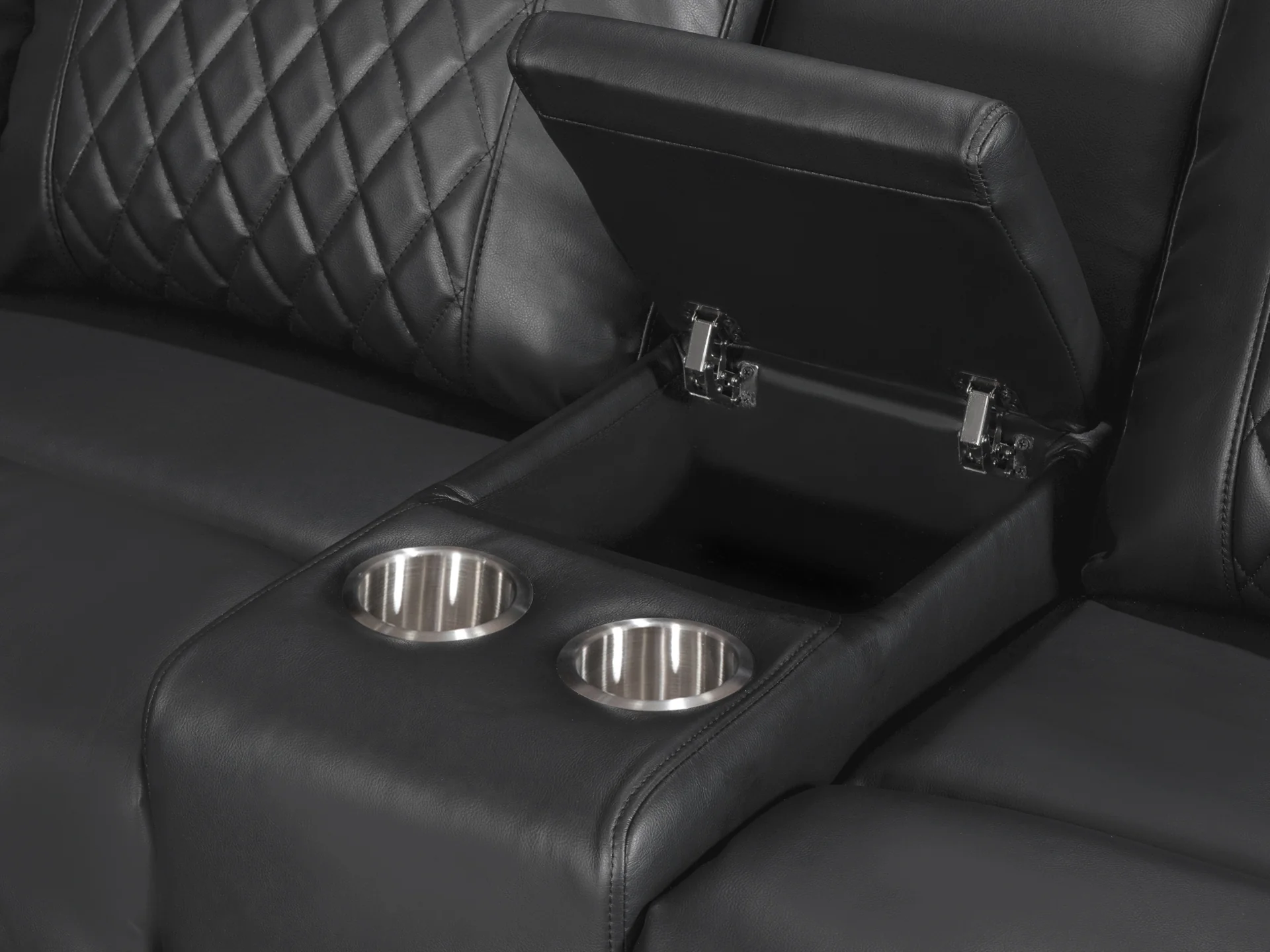 Grovetown Electric Recliner Corner Sofa with LED and Speaker - Black - Image 7