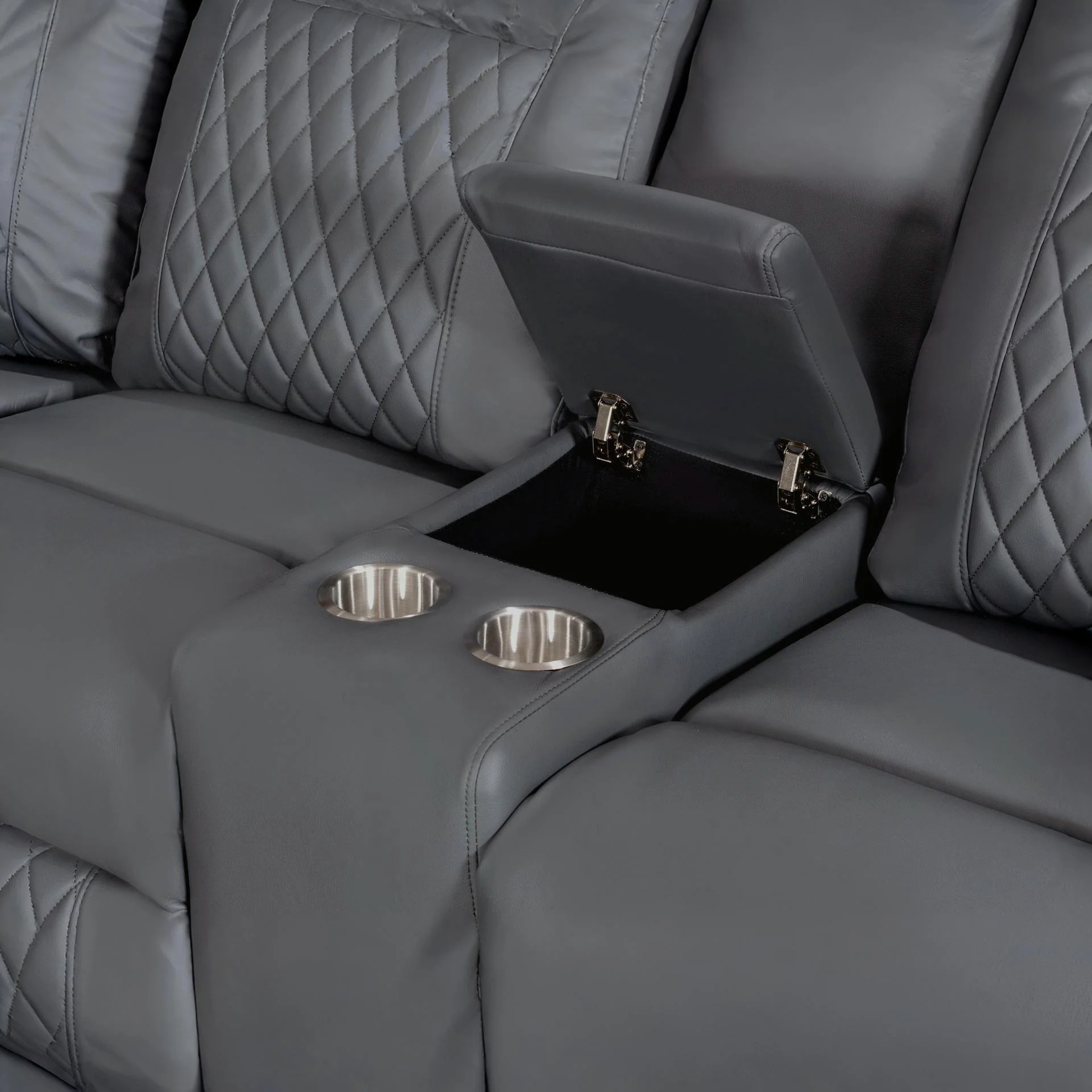 Grovetown Electric Recliner Corner Sofa with LED and Speaker - Grey - Image 7