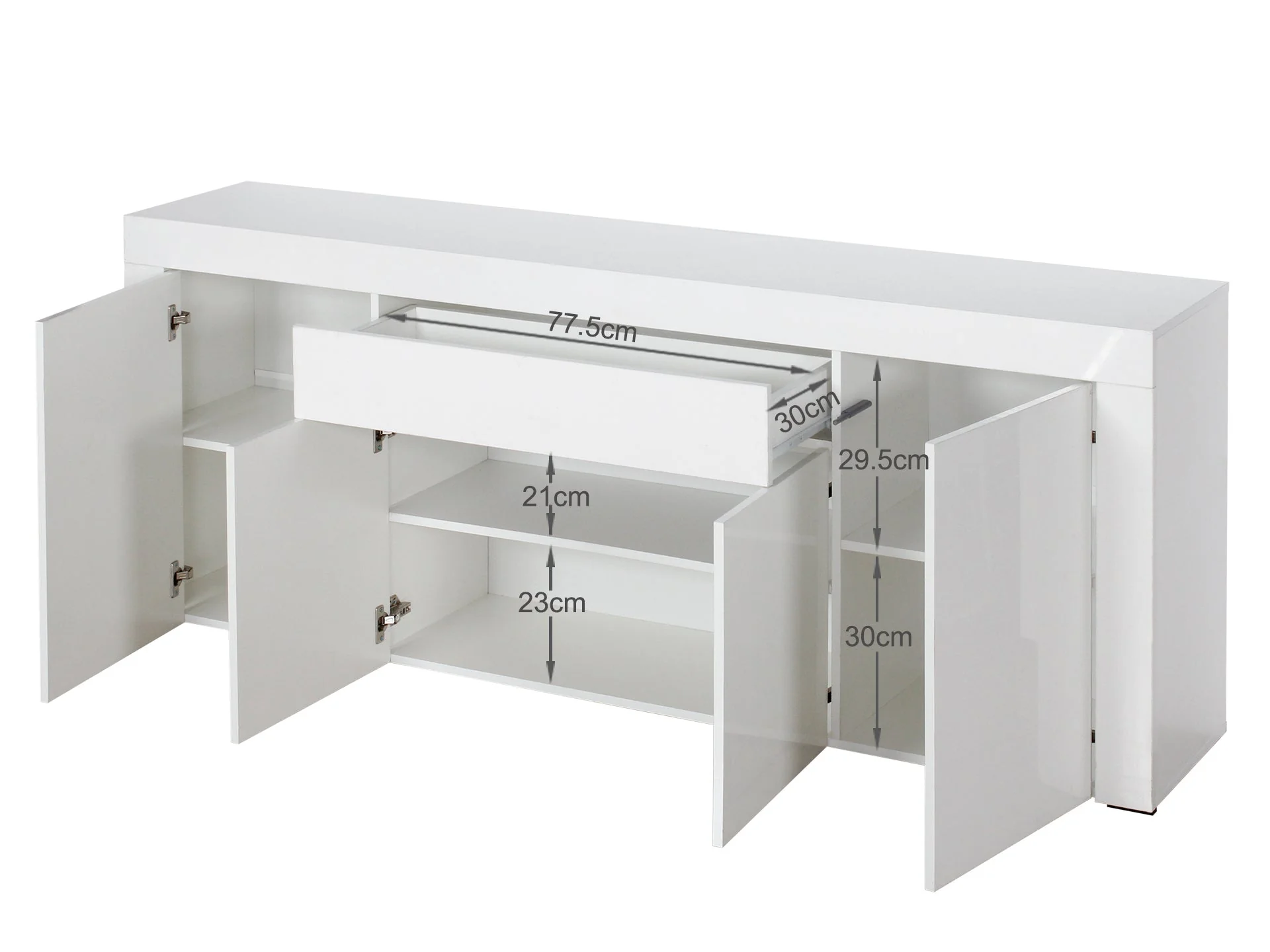 Guier High Gloss Sideboard Buffet Table - White - Image 7