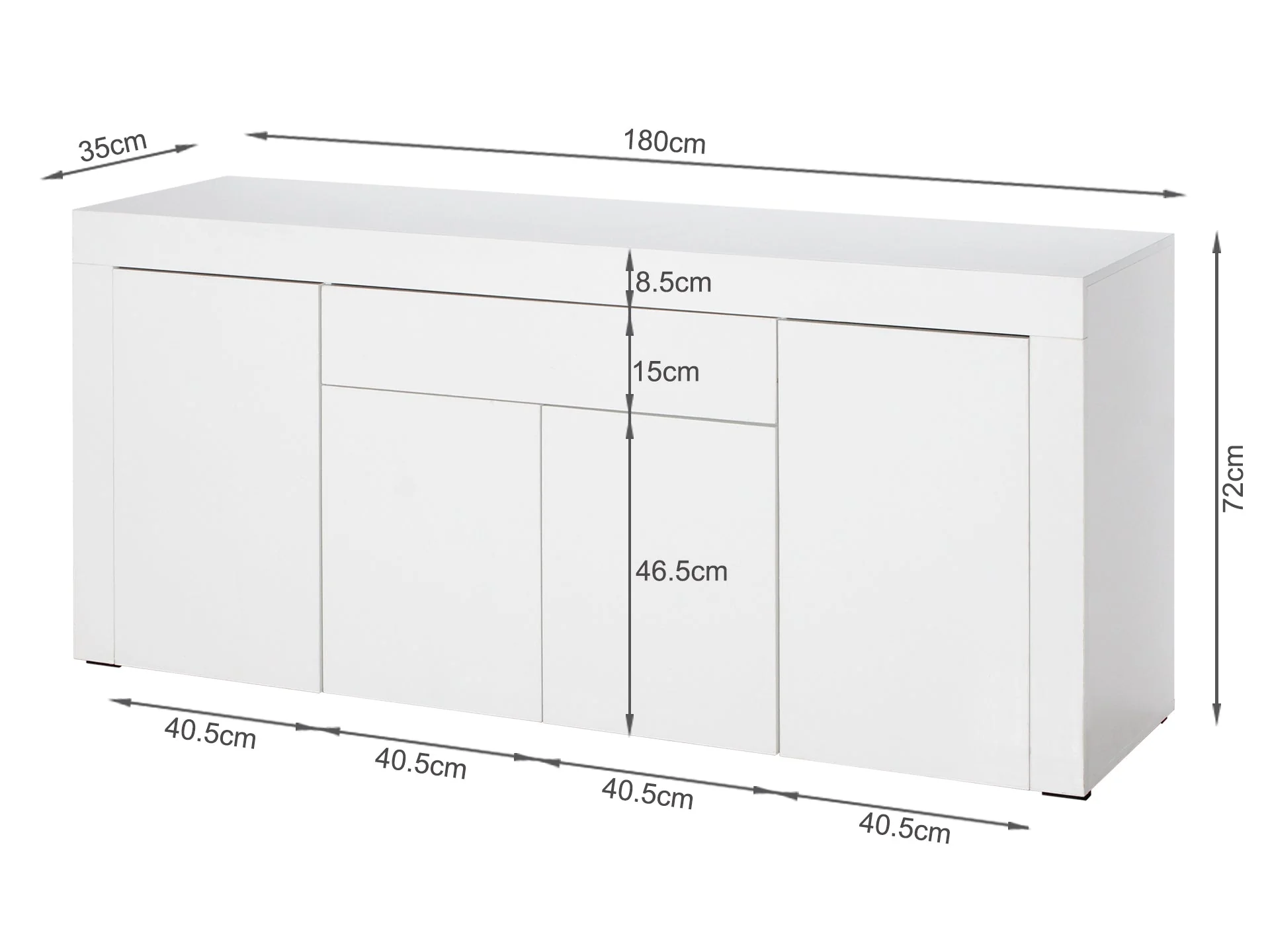 Guier High Gloss Sideboard Buffet Table - White - Image 8