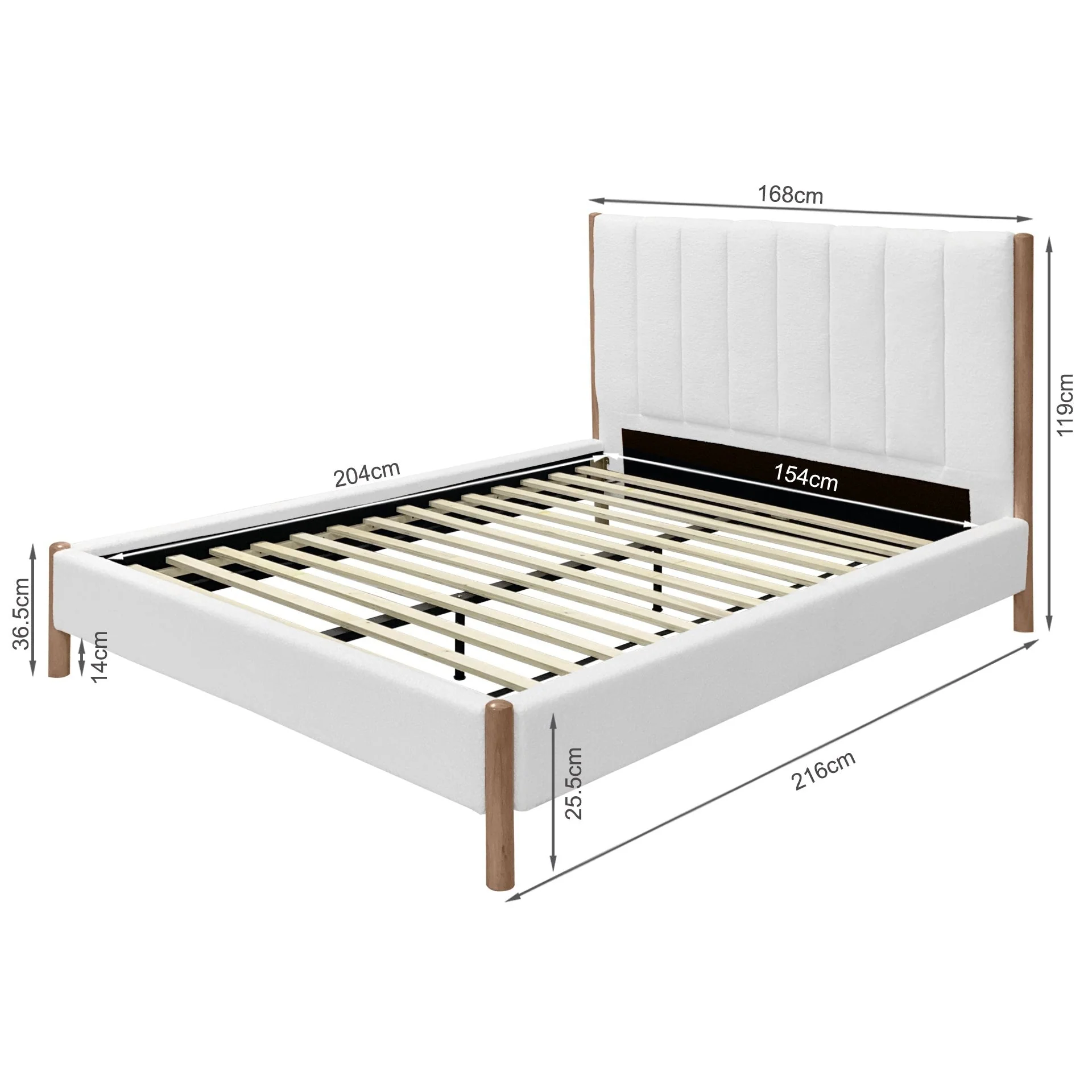 Haast Queen Bed Frame - Cream - Image 6