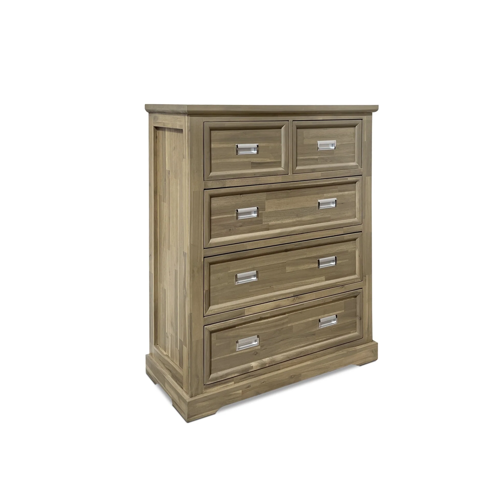 Hadley Solid Acacia Wood 5 Drawer Tallboy - Emerland Grey - Image 8