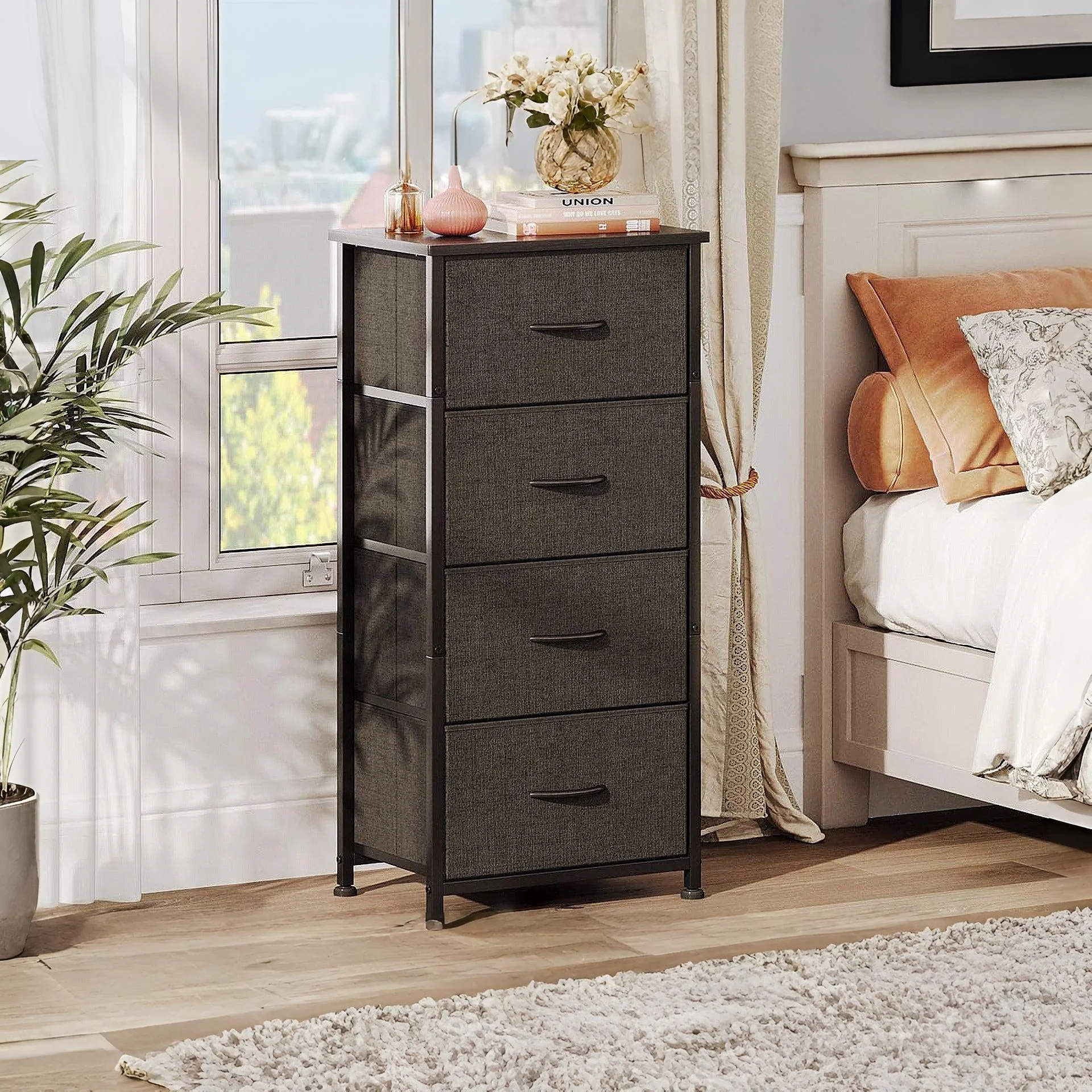 Hailey 4 Drawers Tallboy - Black