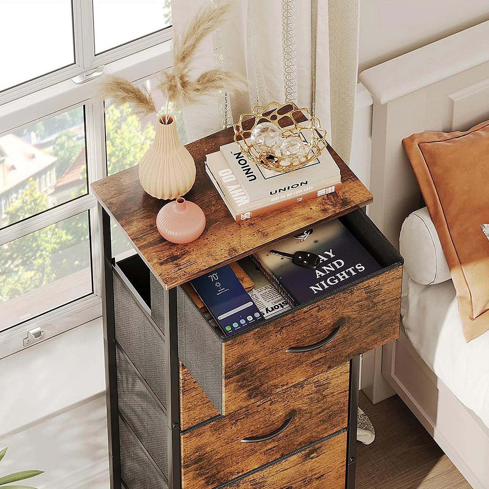 Hailey 4 Drawers Tallboy - Rustic Brown - Image 3